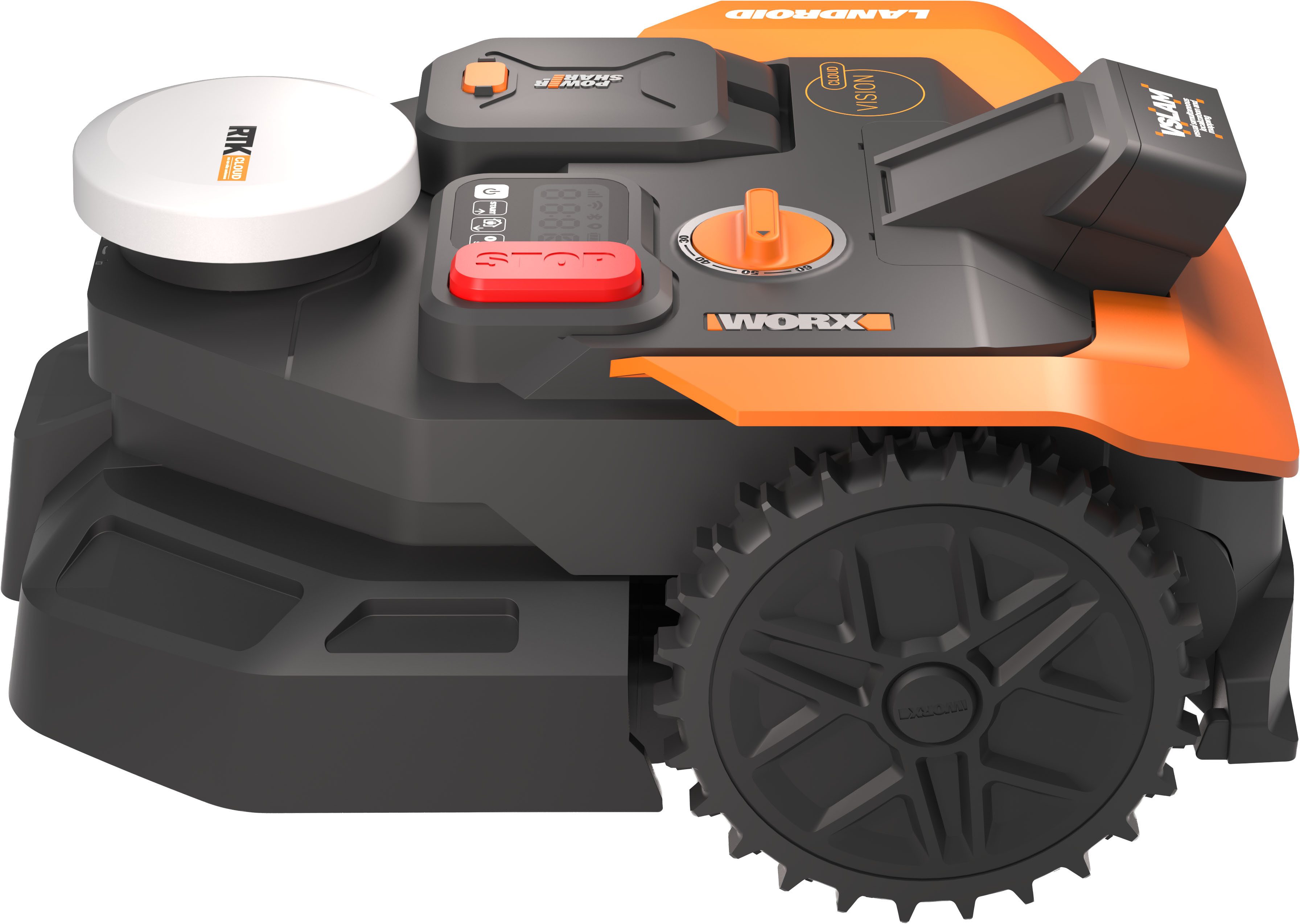 Worx Rasenmähroboter Landroid Vision Cloud WR365E ohne Begrenzungskabel, Auto-Mapping, bis 650 m² Rasenfläche, (KI-Hinderniserkennung, VSLAM+ RTK Cloud Navigation), App-Steuerung