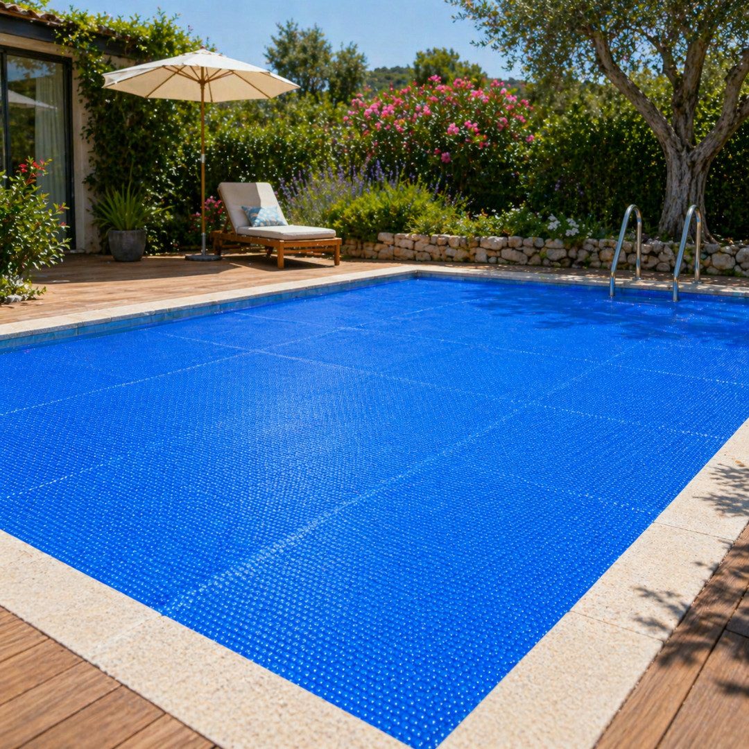 HAGO Pool-Abdeckplane Pool Solarfolie Blau Solarheizung Poolabdeckung Solarplane Wärmeplane (120my, 1-St., Erwärmt bis zu 8°C, Verringert Wasserverdunstung, zuschneidbar), Erwärmt bis zu 8°C, Verringert Wasserverdunstung, zuschneidbar