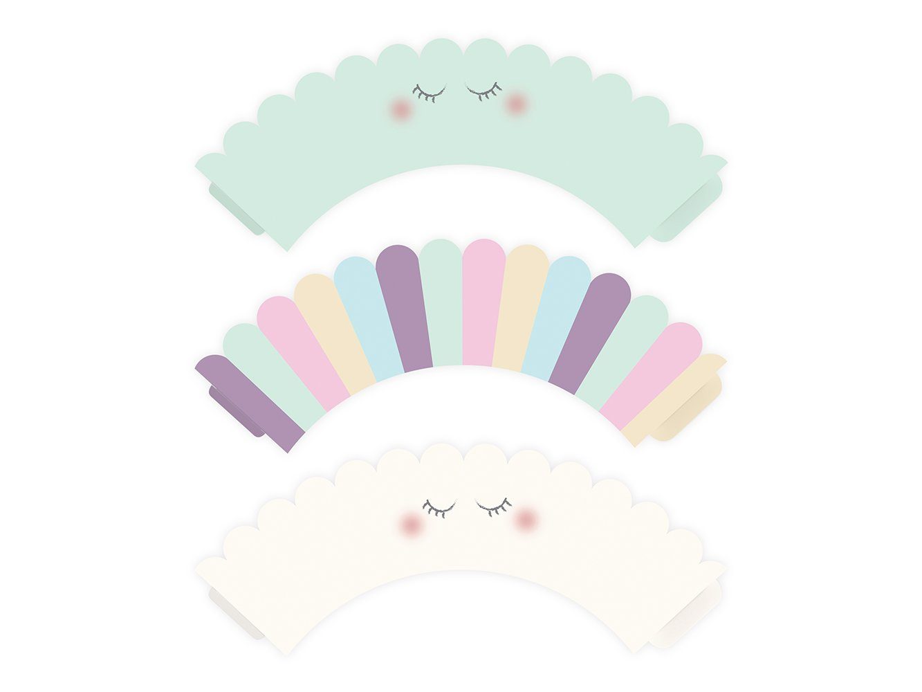 partydeco Muffinform, Muffin Förmchen Einhorn 5x7,5x5cm Papier weiß türkis bunt 6er Set