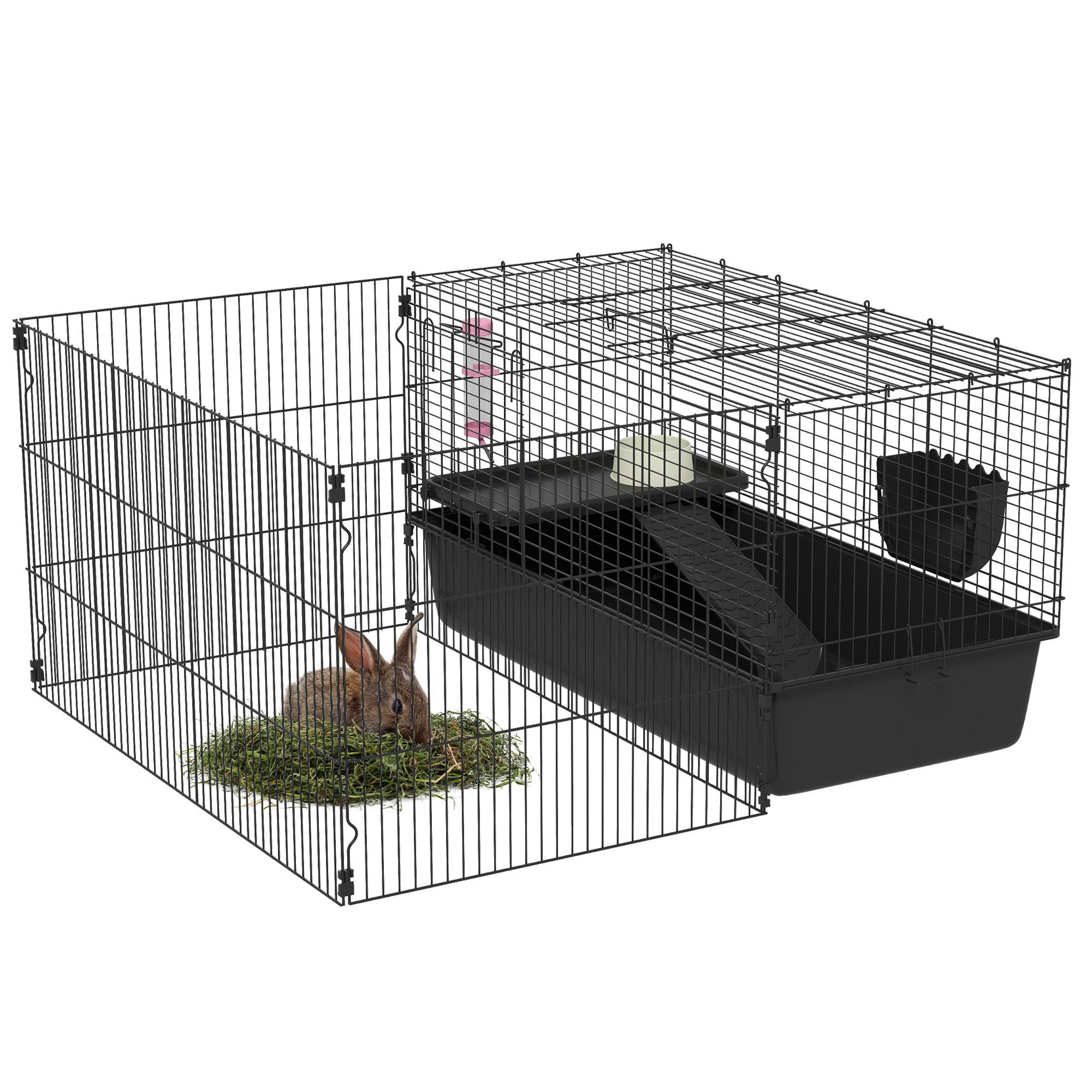 Kleintierkäfig Kleintierkäfig Nagerkäfig mit Zubehör Kleintierstall Stahl Schwarz