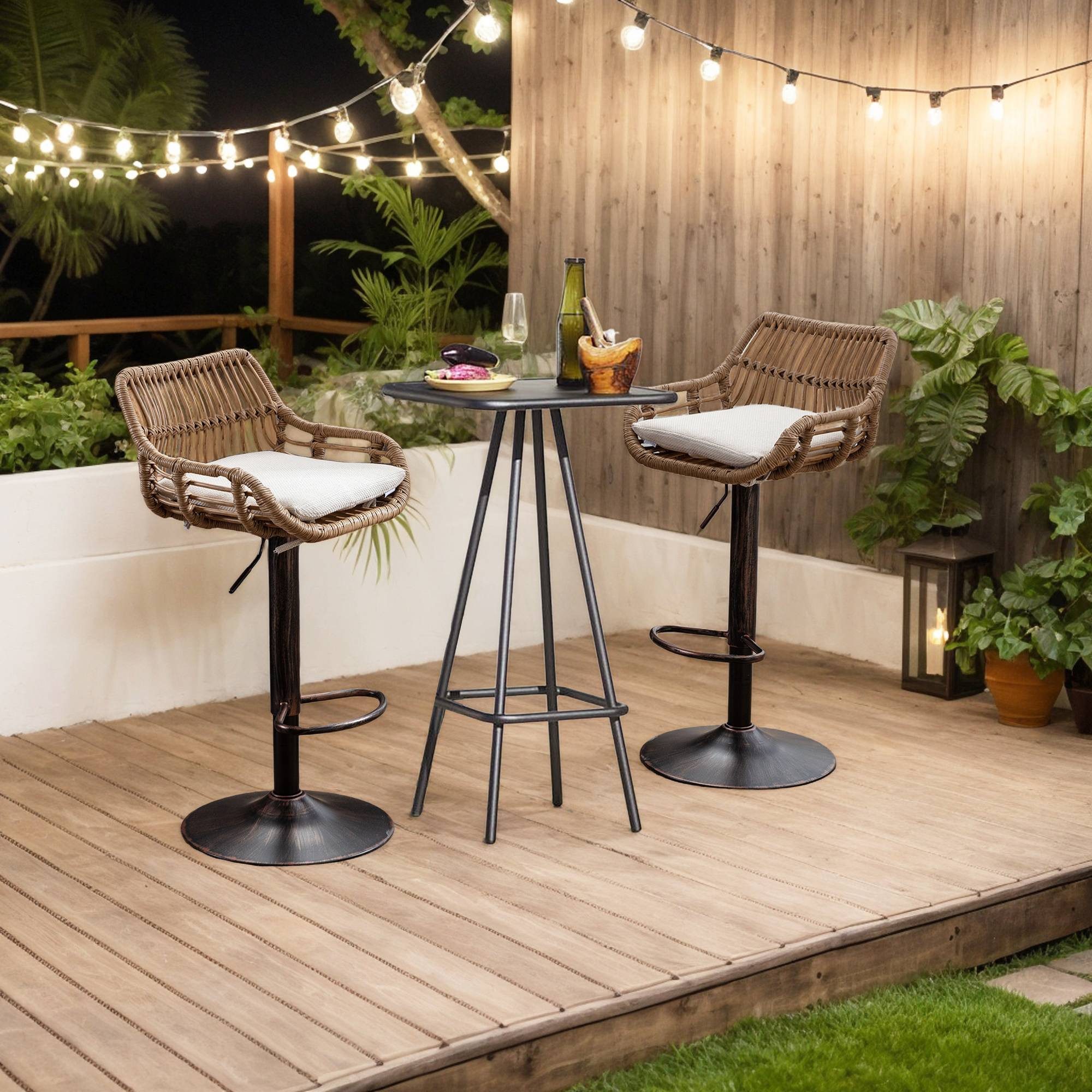 LVHOM Barhocker Rattan 360° drehbar Bistrostuhl/Barstuhl/Drehstuhl/Besucher günstig online kaufen