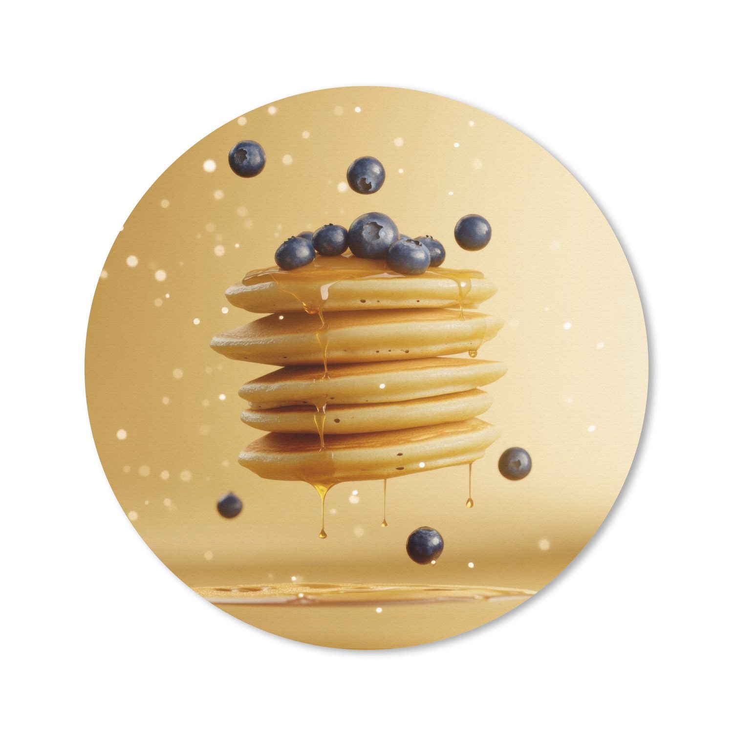 MuchoWow Mauspad Pfannkuchen - Lebensmittel - Honig - Gelb (1-St), Gaming, Rutschfester Unterseite, Mausunterlage, Rund 50x50 cm