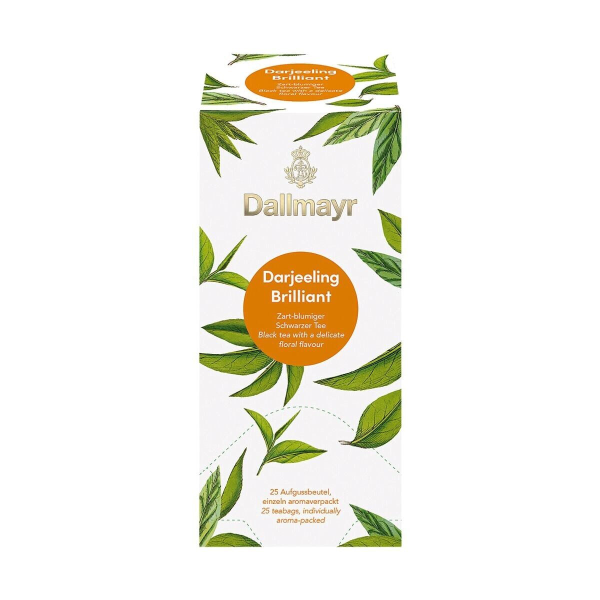 DALLMAYR Tee Darjeeling Brilliant, 25 Aufgussbeutel, Schwarztee
