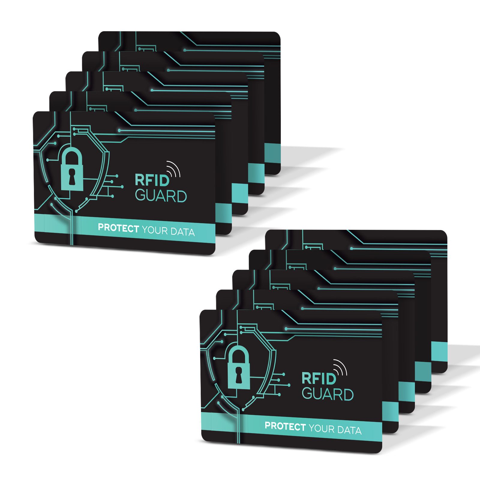 Tec-Expert Geldbörse RFID GUARD 10x RFID NFC Scan Blocker Karte Abschirmung Geldbörse (10-tlg., Set aus 10x RFID / NFC Block Card), RFID Blocker Karte, NFC Block Card