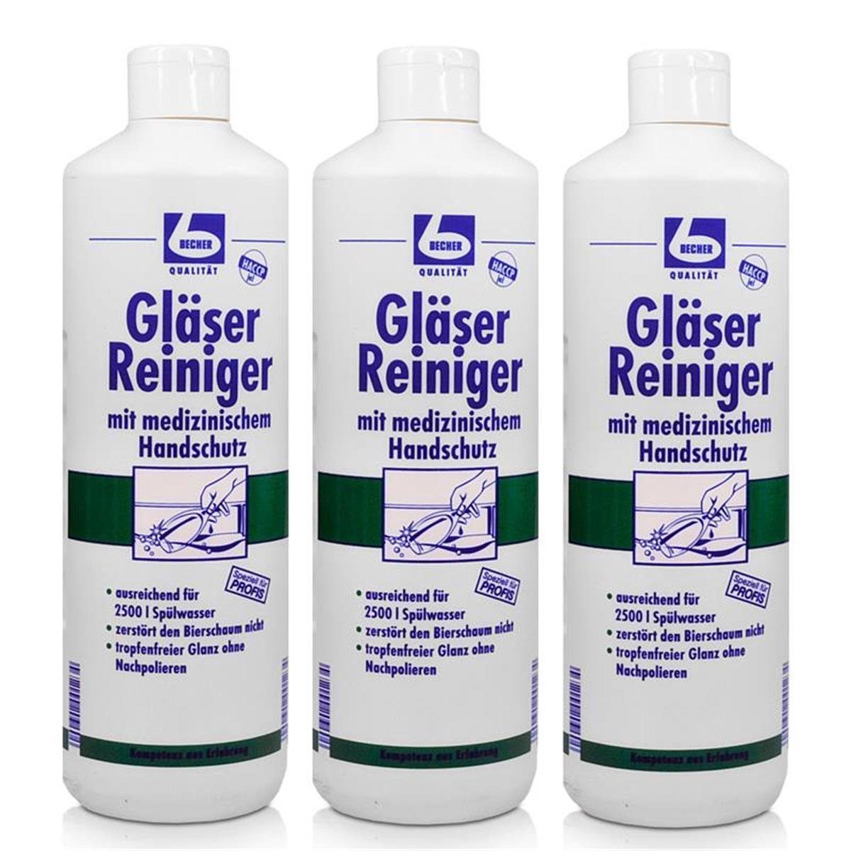 Dr. Becher 3x Dr. Becher Gläser Reiniger Premium 1 Liter Glasreiniger