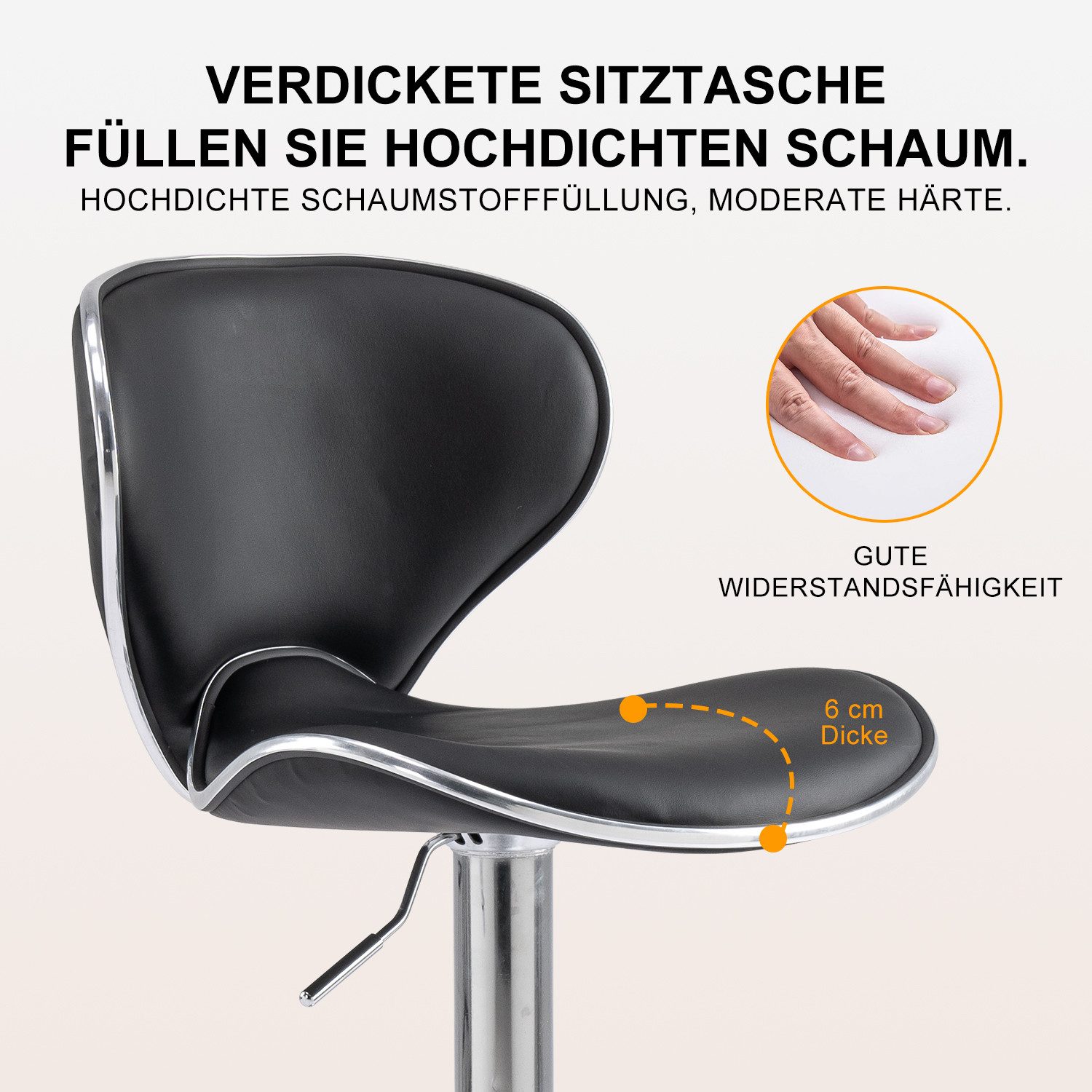 FOXSPORT Barhocker Höhenverstellbar, Höhenverstellbar, um 360° drehbar