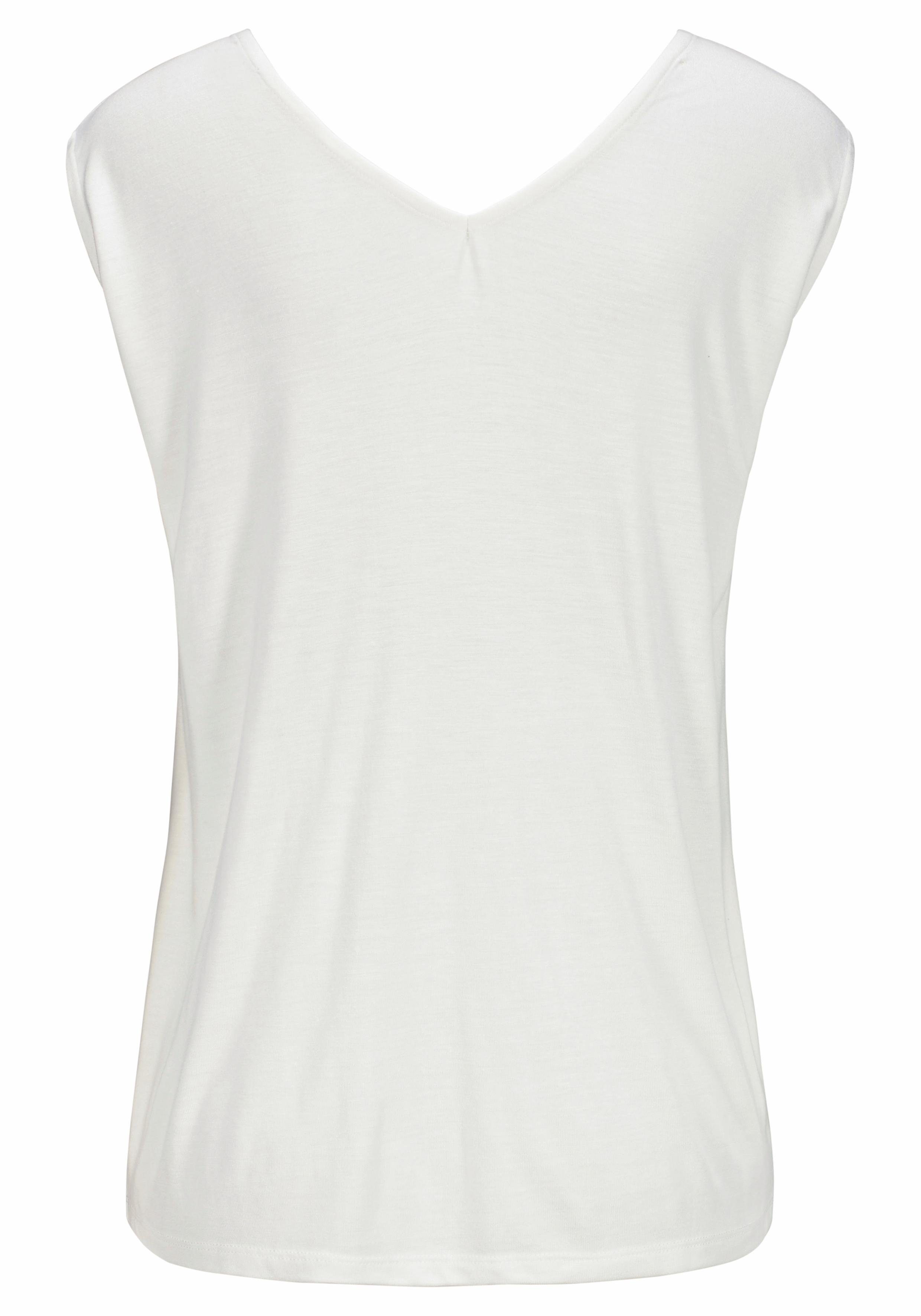 s.Oliver T-Shirt mit Zierbändern am Ausschnitt, Kurzarmshirt, sommerlich – Bild 4 von 5