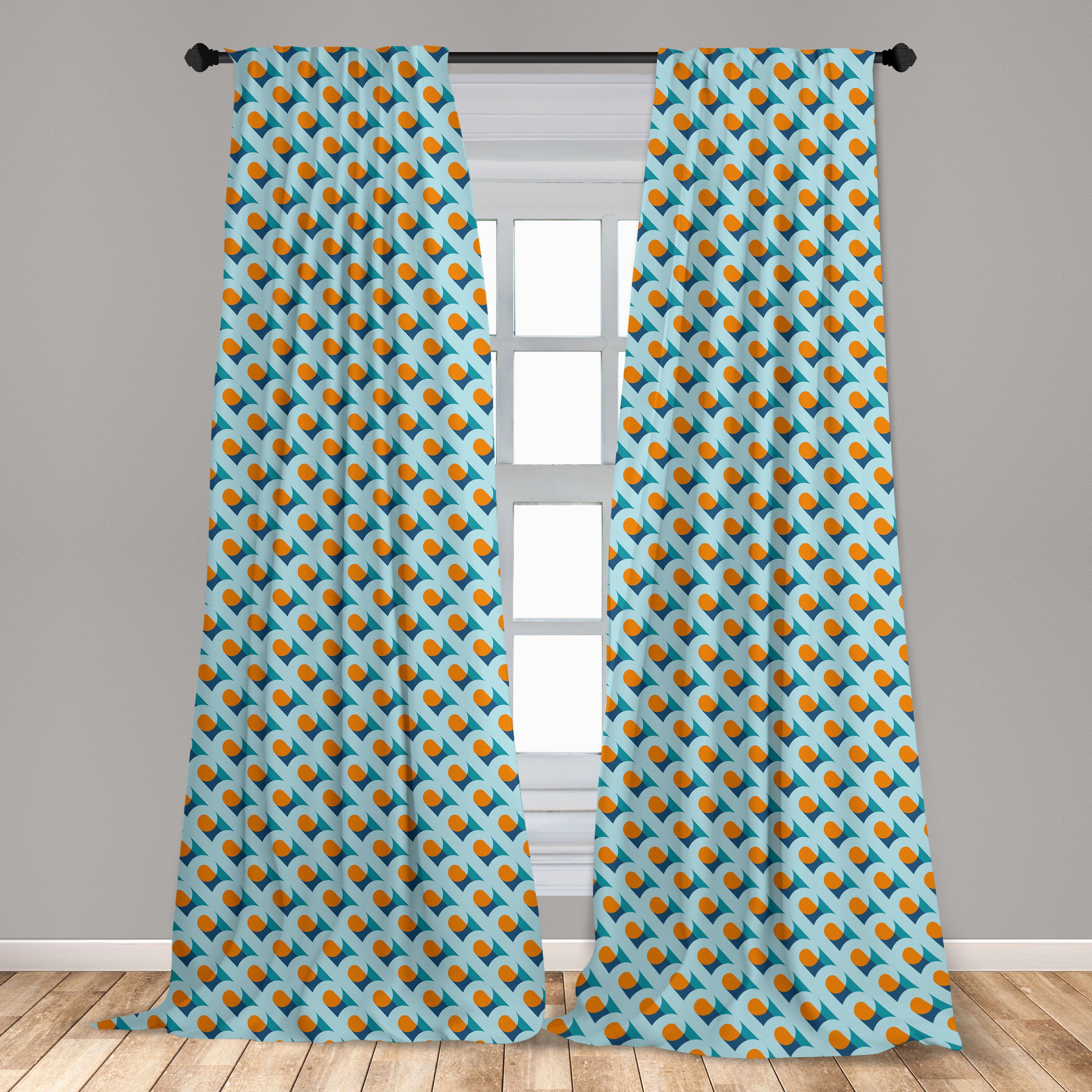 Gardine Vorhang für Microfaser, Blue Abakuhaus, Orange Motiv Diagonal Symmetrie Dekor, Schlafzimmer Wohnzimmer
