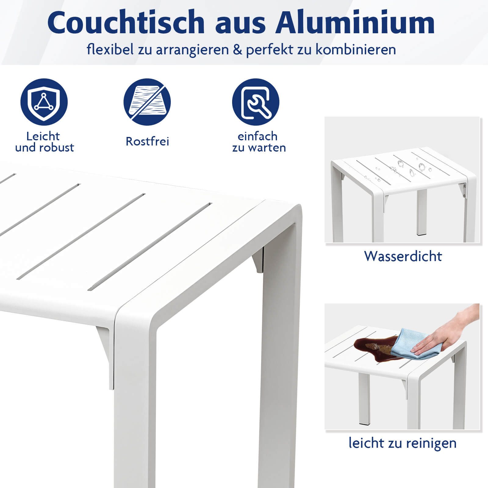 MeXo Gartenlounge-Set Lounge Gartenmöbelset Aluminium Wetterfest, (Couchtisch, 1-tlg., 44 x 44 x 41 cm), wetterfest Gartentisch für 1-2 Personen – Bild 3 von 4