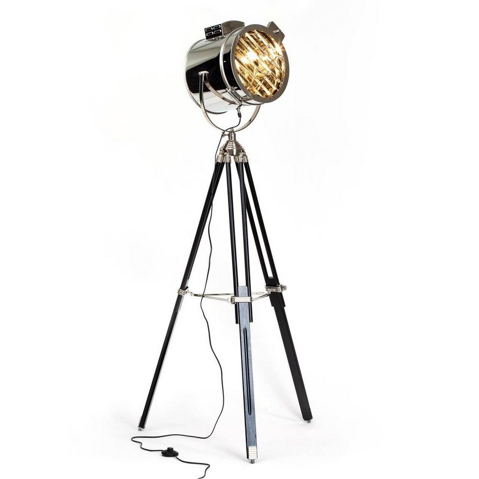 Brilliant Stehlampe Cine, Lampe Cine Standleuchte dreibeinig schwarz/chrom 1x  A60, E27, 60W, g, HINGUCKER - Mit Neo Retro zurück in eine stilvolle Zukunft