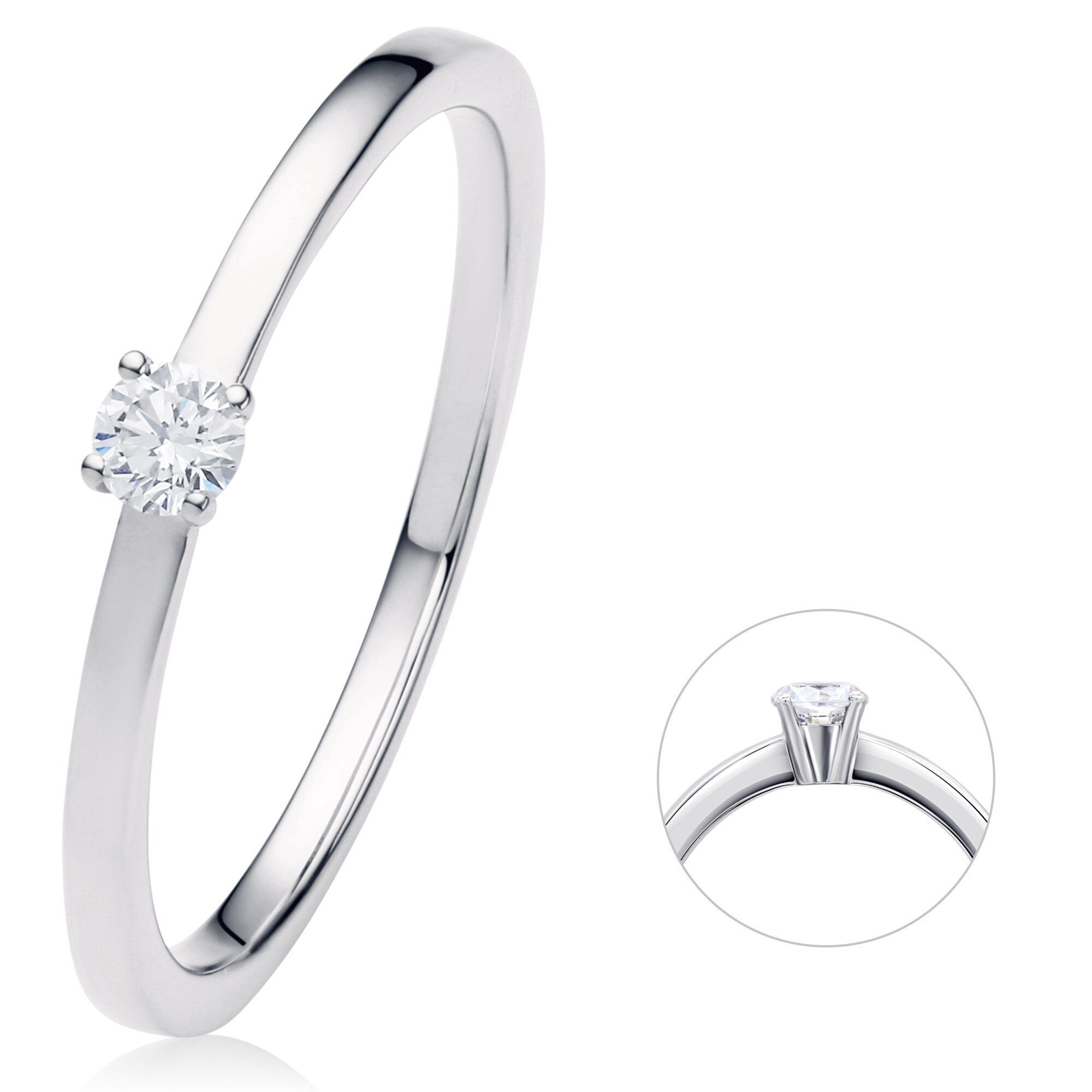 Online-Shop ONE ELEMENT Diamantring Ring Damen aus 0.1 Schmuck 585 Diamant Gold Weißgold, ct Brillant