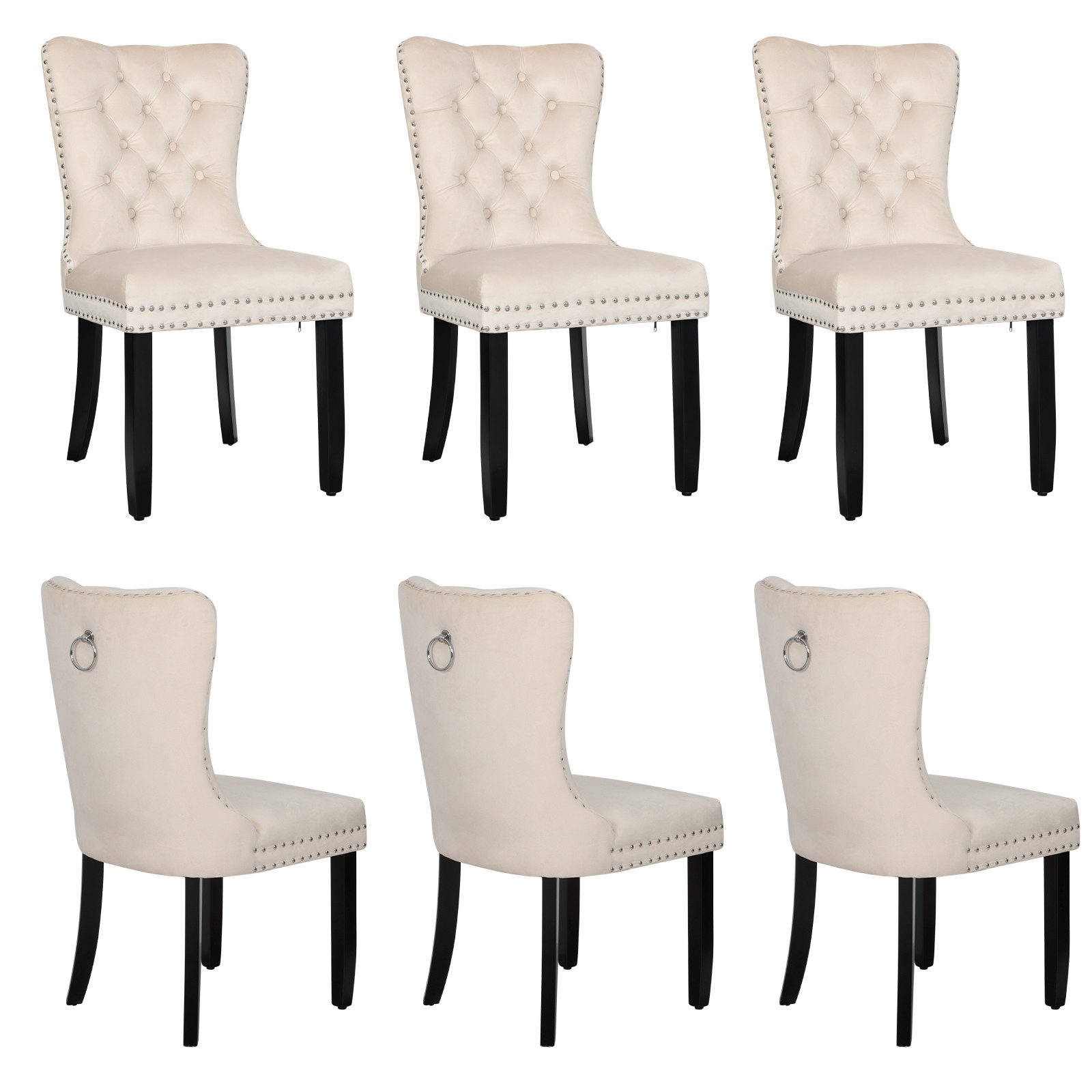 Puluomis Esszimmerstuhl (2/4/6/8 Set Grau/ Schwarz/Beige, 6 St), Samt Stuhl günstig online kaufen