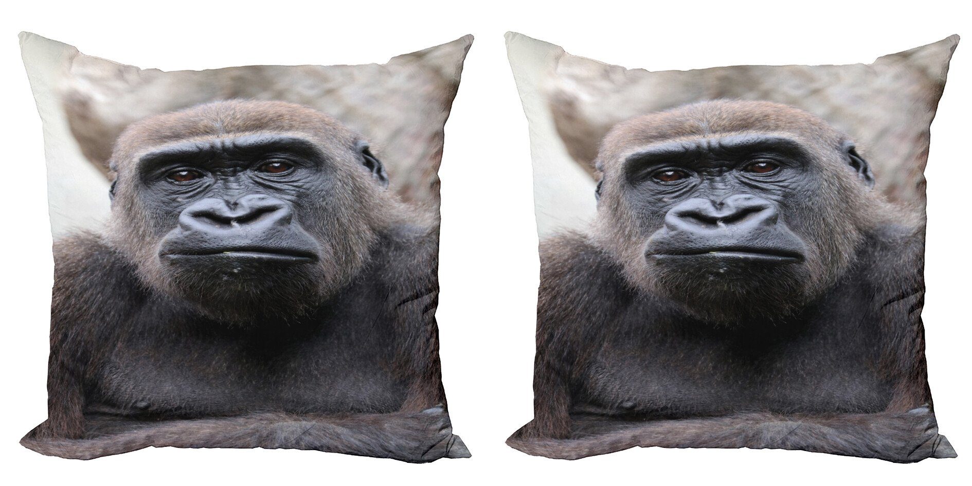 Kissenbezüge Modern Accent Doppelseitiger Digitaldruck, Abakuhaus (2 Stück), Gorilla Close up Junge männliche Gorilla