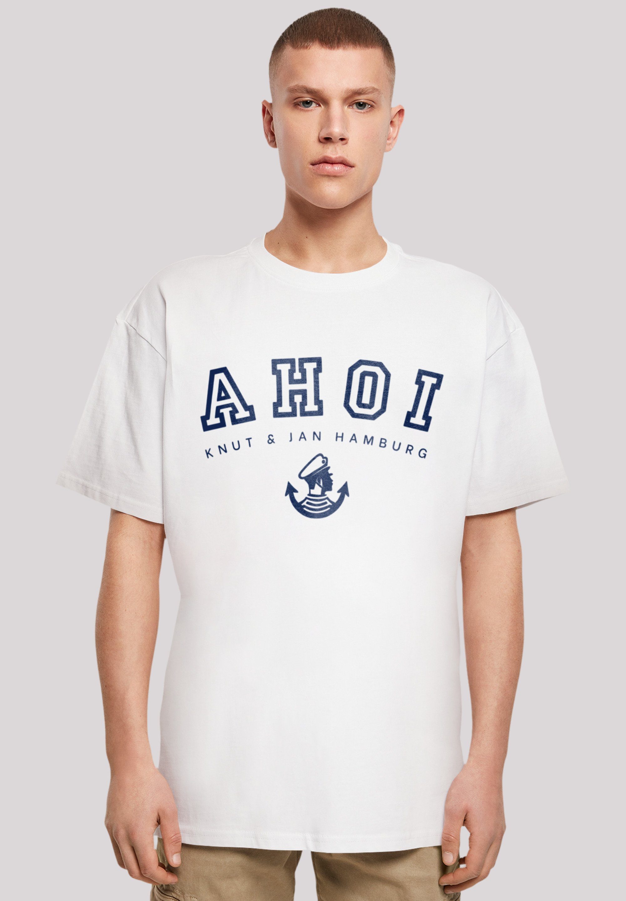 Jan Oversized T-Shirt weiß Hamburg & Print Ahoi F4NT4STIC Knut T-Shirt