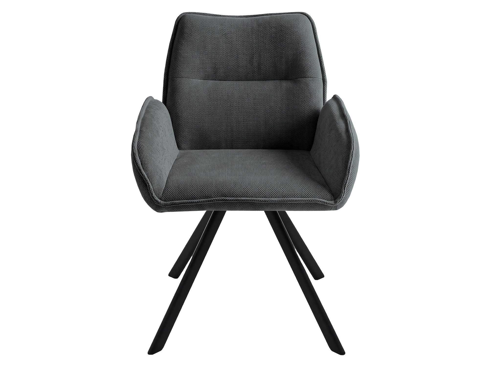Beautysofa Drehstuhl Zerra Esszimmerstuhl 360° drehbar mit Armlehnen (gepolsterter Esszimmersessel aus Strukturstoff, 1 St), Drehstuhl mit schwarzem Metallgestell