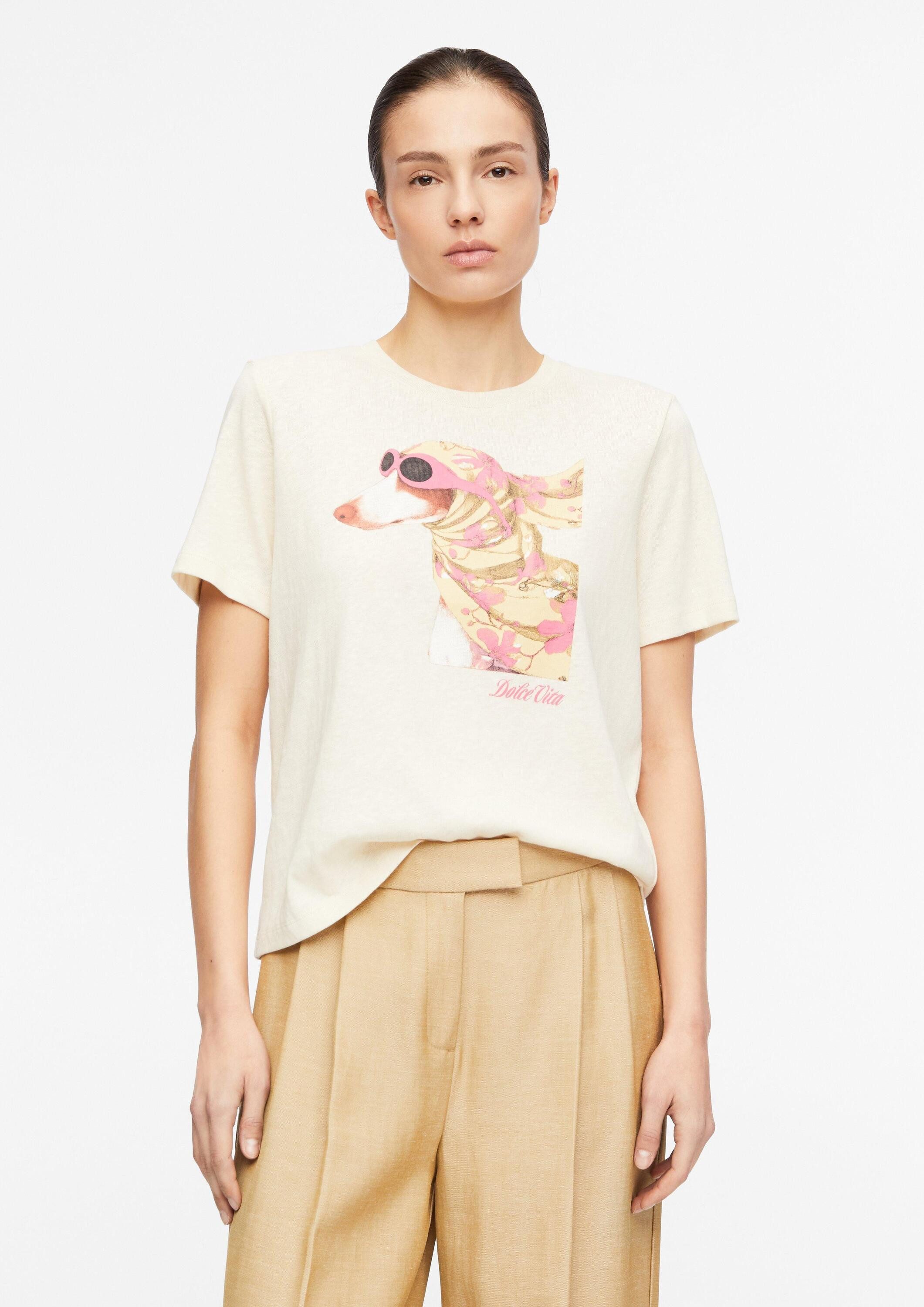 comma Kurzarmshirt T-Shirt Print-T-Shirt mit Flammgarn