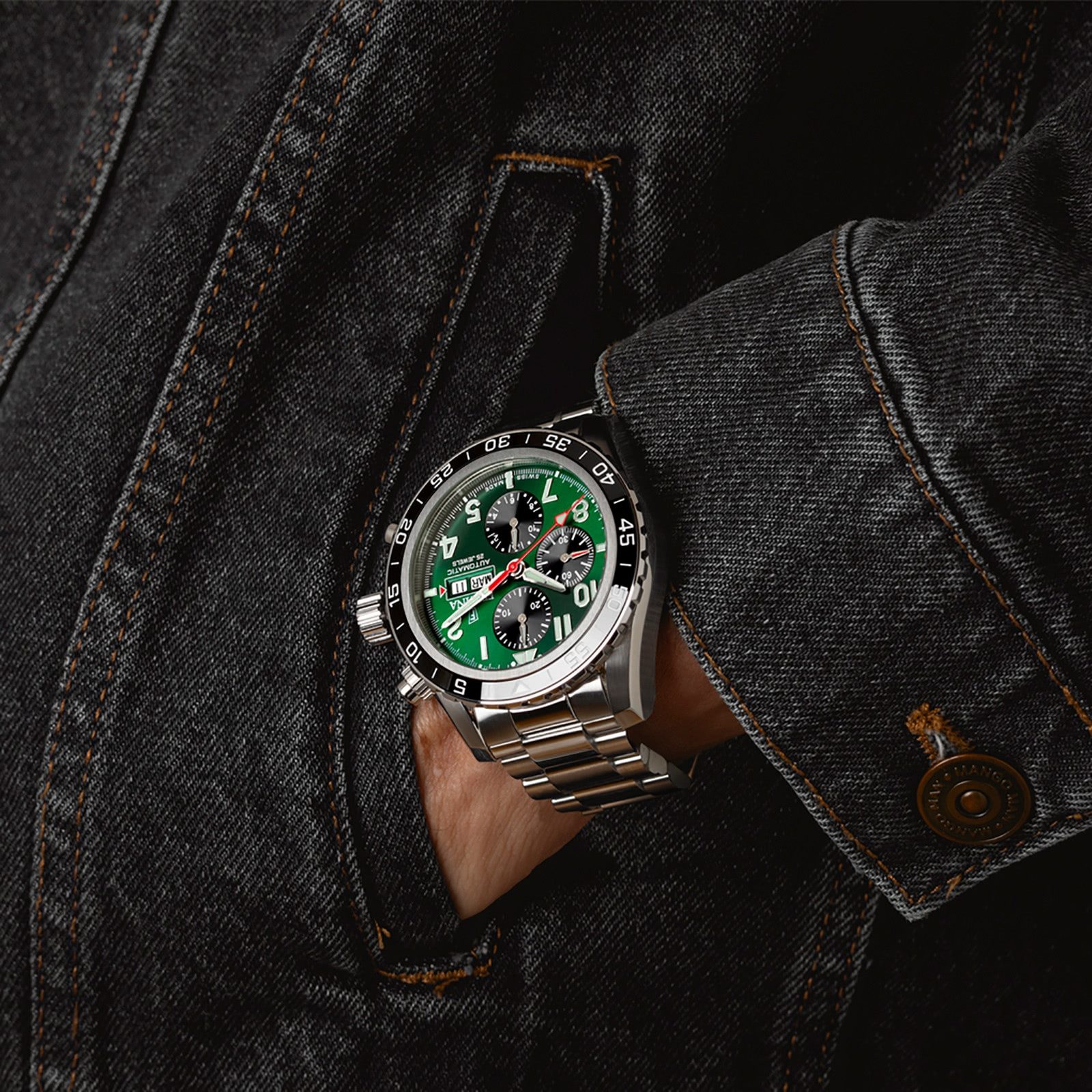 Festina Multifunktionsuhr Festina Herrenuhr Swiss Made Armbanduhr, (Multifunktionsuhr), Herren Armbanduhr rund, Edelstahlarmband silber, Elegant