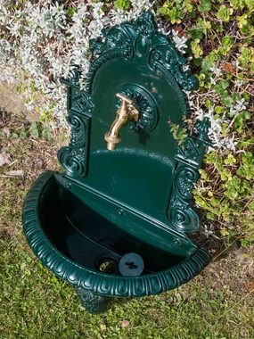 Aubaho Gartenbrunnen Waschbecken Wandbrunnen Wein Garten Alu grün antik Stil Brunnen Waschp