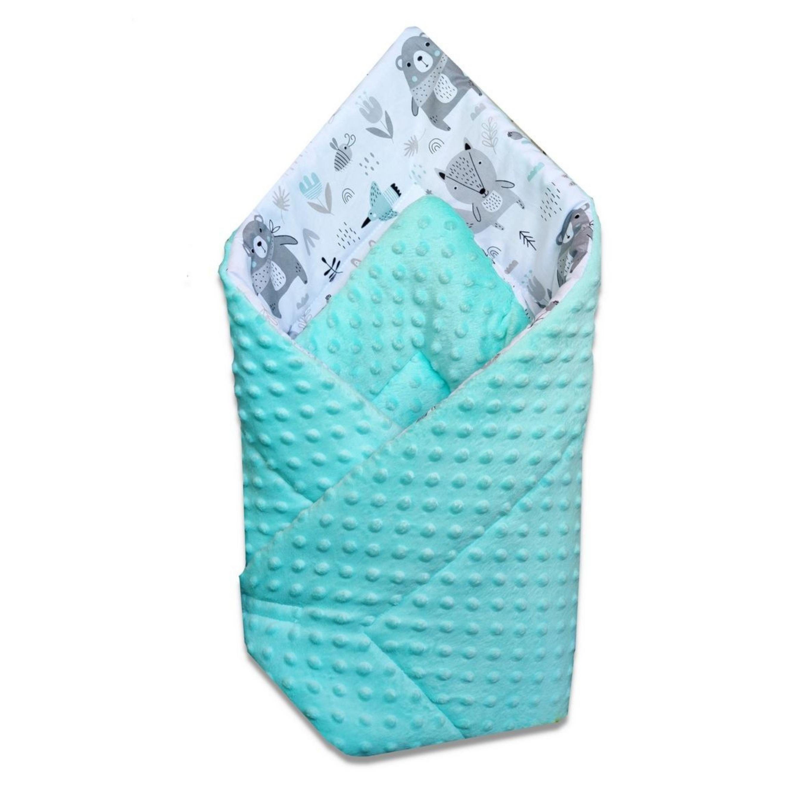 Babymajawelt Pucksack Puckdecke Minky Einschlagdecke Neugeborene Babydecke Schlafsackersatz, Decke zum Einschlafen, Zudecken, Kuscheln. Made in EU, Größe 75x75 cm Mint 743