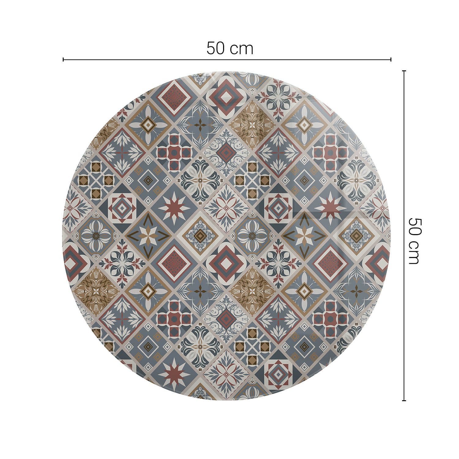 Tulup Tischplatte Ersatzplatte Glas Mosaikmuster mit Ornamenten Tisch Glasplatte Ersatz