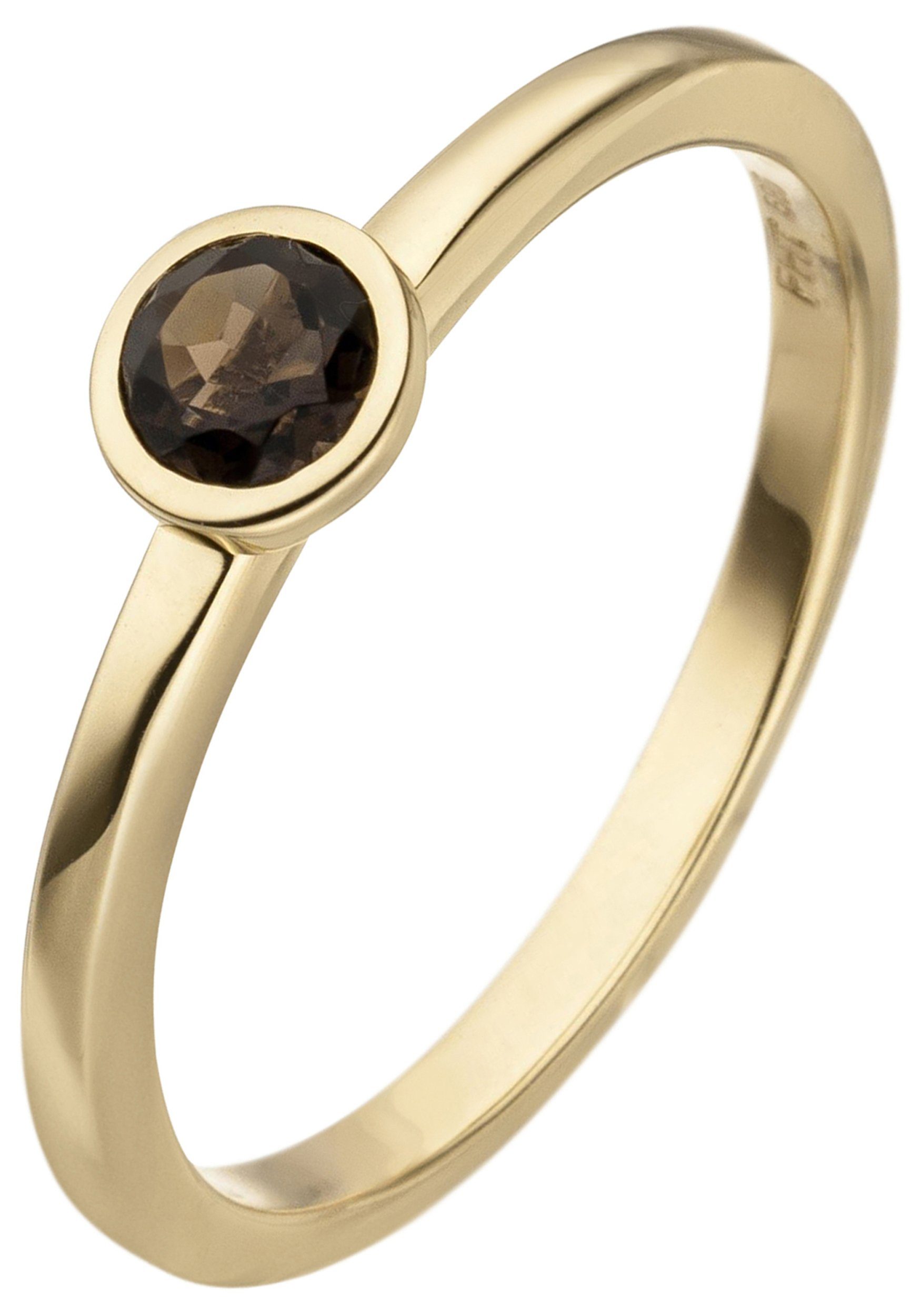 JOBO Goldring Ring Rauchquarzring, 585 Gold mit Rauchquarz