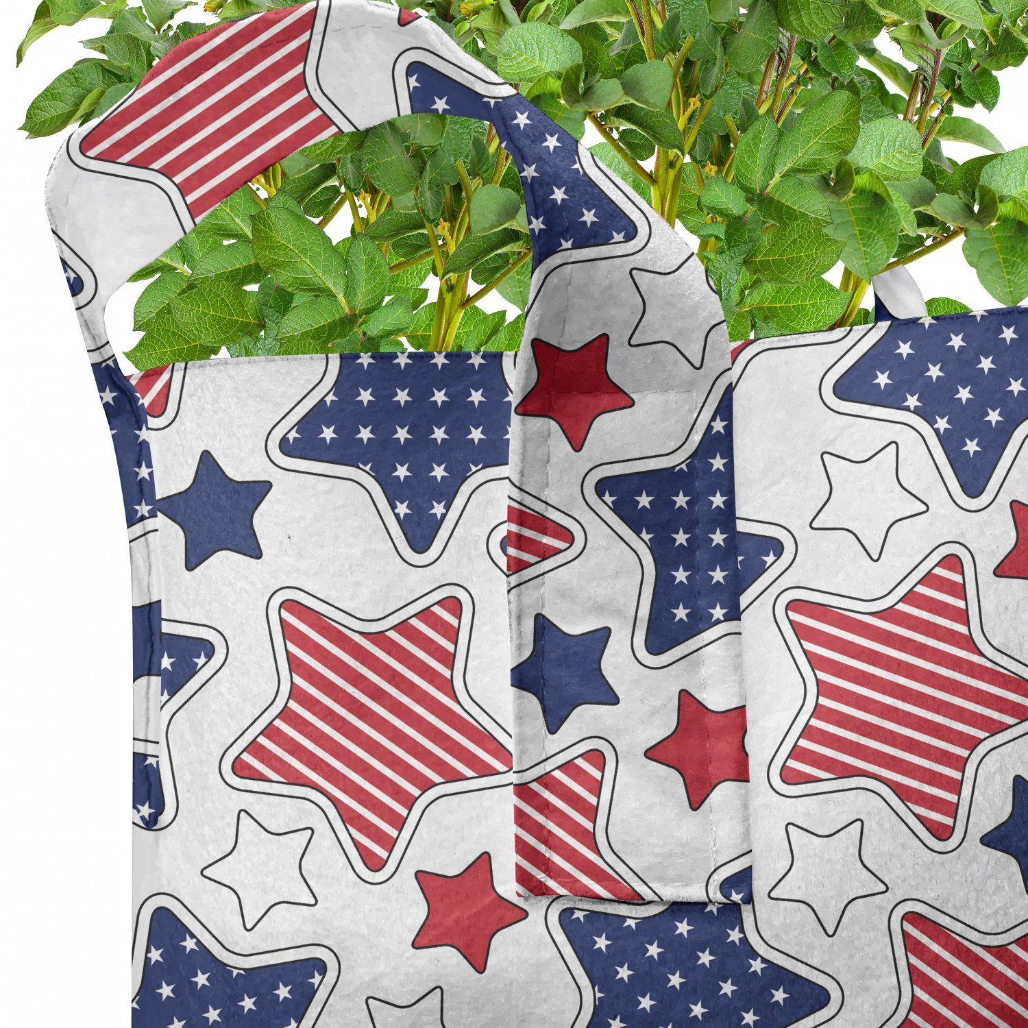 Pflanzen, Juli mit Pflanzkübel 4. Stofftöpfe Griffen hochleistungsfähig für Grunge USA Muster Abakuhaus
