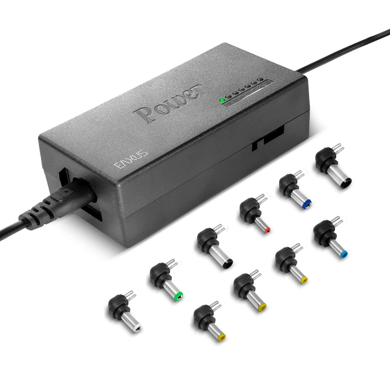 EAXUS Eaxus Universal Laptopladekabel Netzteil 96 Watt Laptop-Ladegerät (12V - 24V Einstellbare Spannung, 10 Adapter zum Aufstecken)