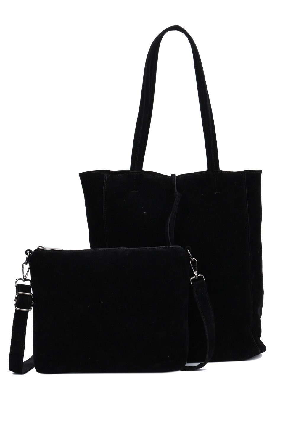 BRISE TASCHE Schultertasche Modischer Damen Shopper mit Extra-Tasche, Veganer, Wildleder (Taschen-Set, 2-teiliges Set: Shopper + Umhängetasche), 2in1 Set mit herausnehmbarer Umhängetasche, leichtes Wildlederimitat