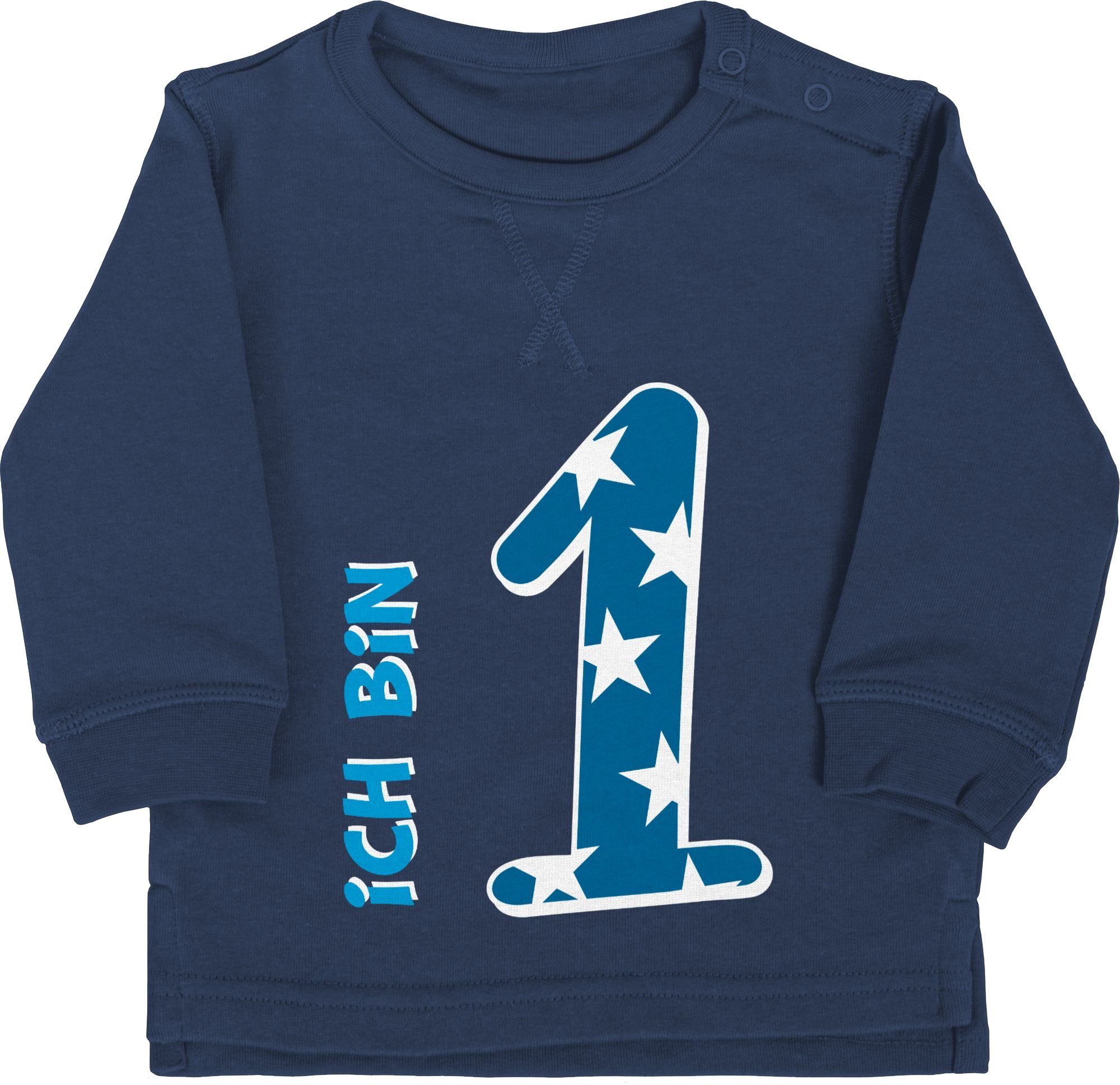 Shirtracer Erster Ich Junge eins Blau 1 Navy 1. Sweatshirt bin Geburtstag Blau