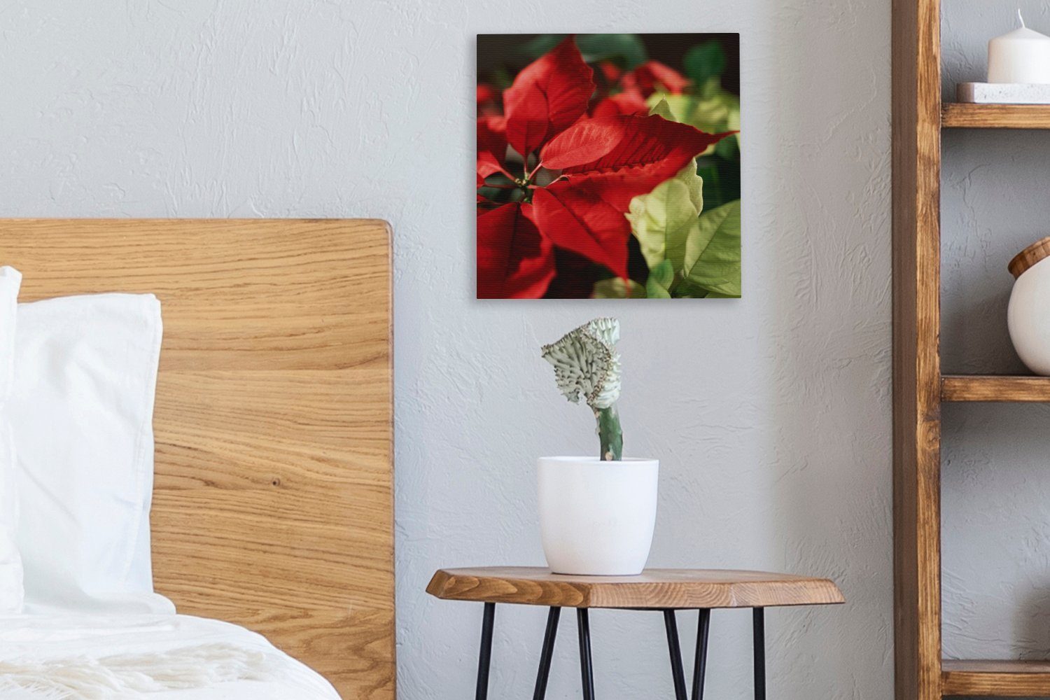 Leinwandbild Christrose OneMillionCanvasses® Schlafzimmer - Bilder für Wohnzimmer Leinwand (1 Weihnachtsblume, St),