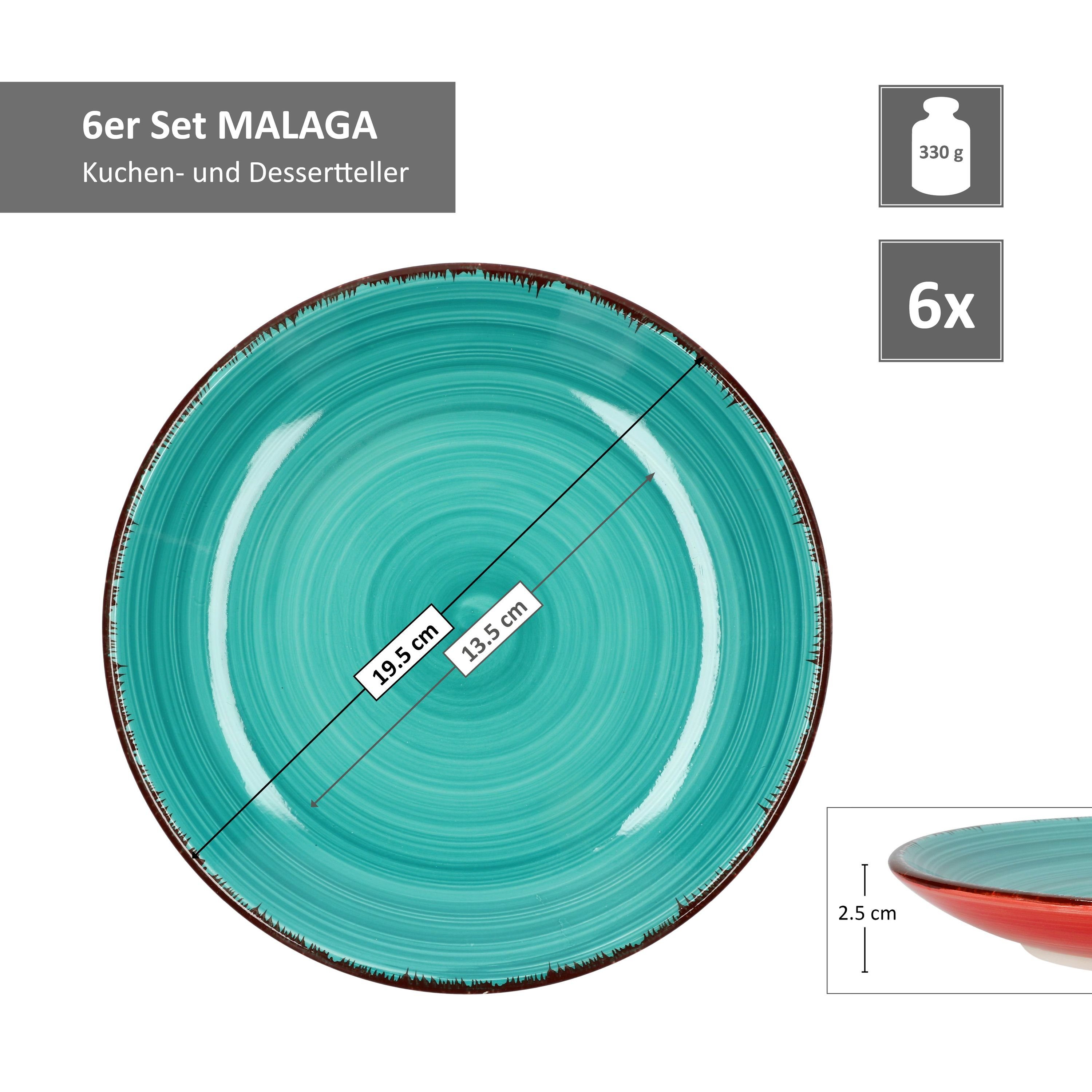 MamboCat Frühstücksteller 6er Set Dessert- Kuchenteller Malaga Snaily bunt