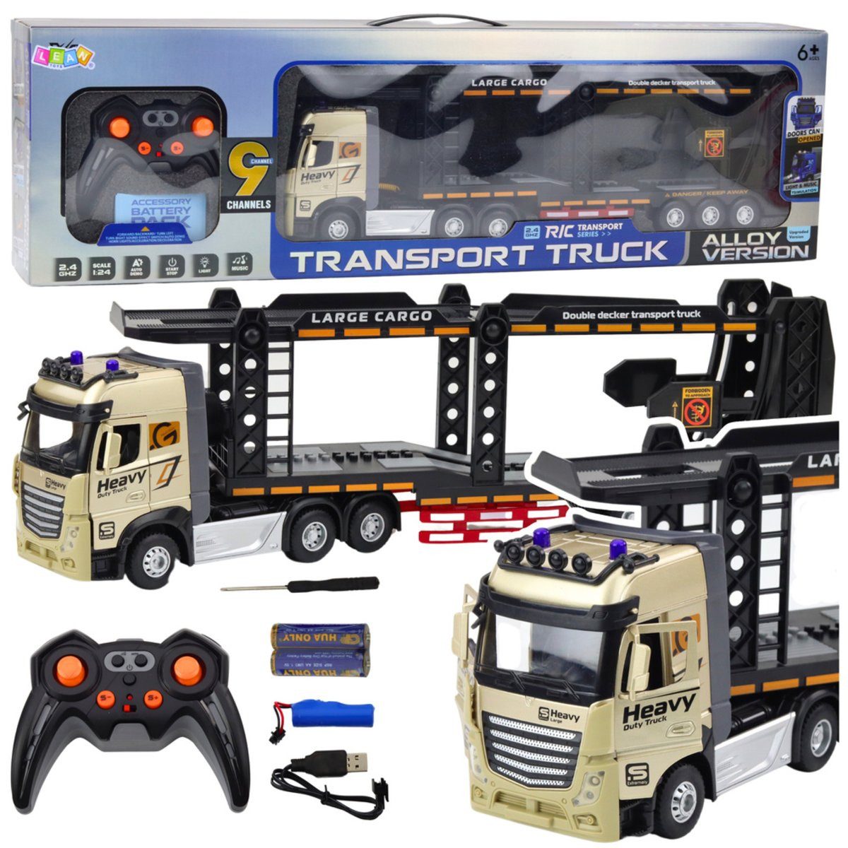 Wisam RC-Auto Lora Truck Abschleppwagen Fernbedienung RC Lichter Sounds 1:24