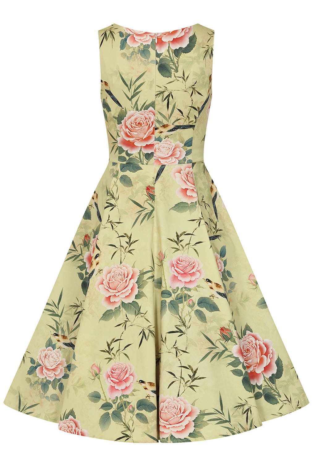 Hearts & Roses London A-Linien-Kleid Hana Rose Rosen Blumen Vintage Rockabilly 50er