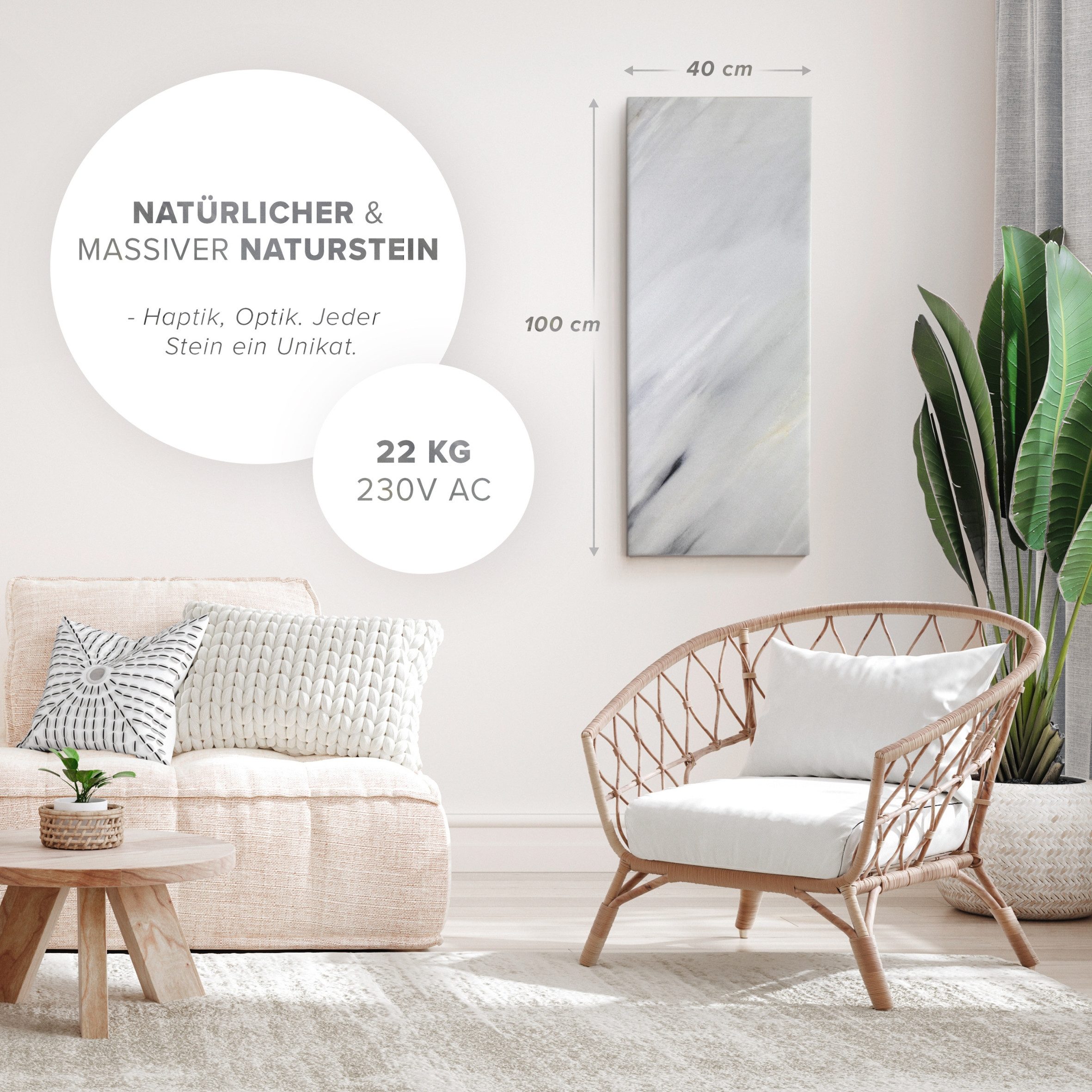 Marwona GmbH Infrarotheizung Marwona Bianco 800 W Natursteinheizung – wartu günstig online kaufen