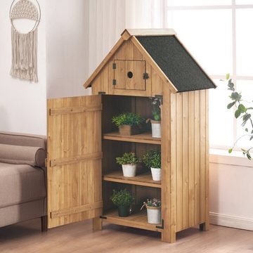 MCombo Gerätehaus M MCombo Gartenschrank Holz Klein 0733, Outdoor Gartenhaus, Gerätehaus, Wetterfest, für Balkon & Terrasse, 77×54×137cm