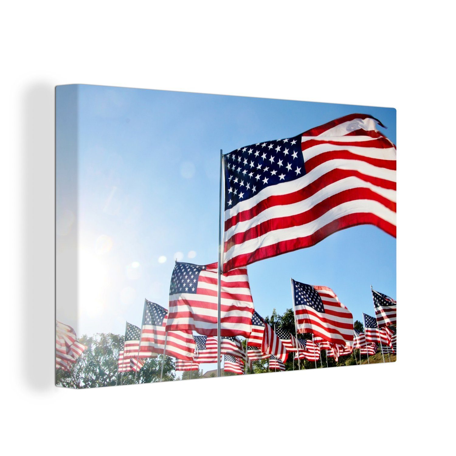 OneMillionCanvasses® Leinwandbild Flaggen der Vereinigten Staaten, (1 St), Wandbild Leinwandbilder, Aufhängefertig, Wanddeko, 30x20 cm