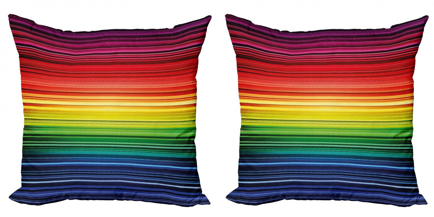 Kissenbezüge Modern Accent Doppelseitiger Digitaldruck, Abakuhaus (2 Stück), Abstrakt Regenbogen-Streifen Neon