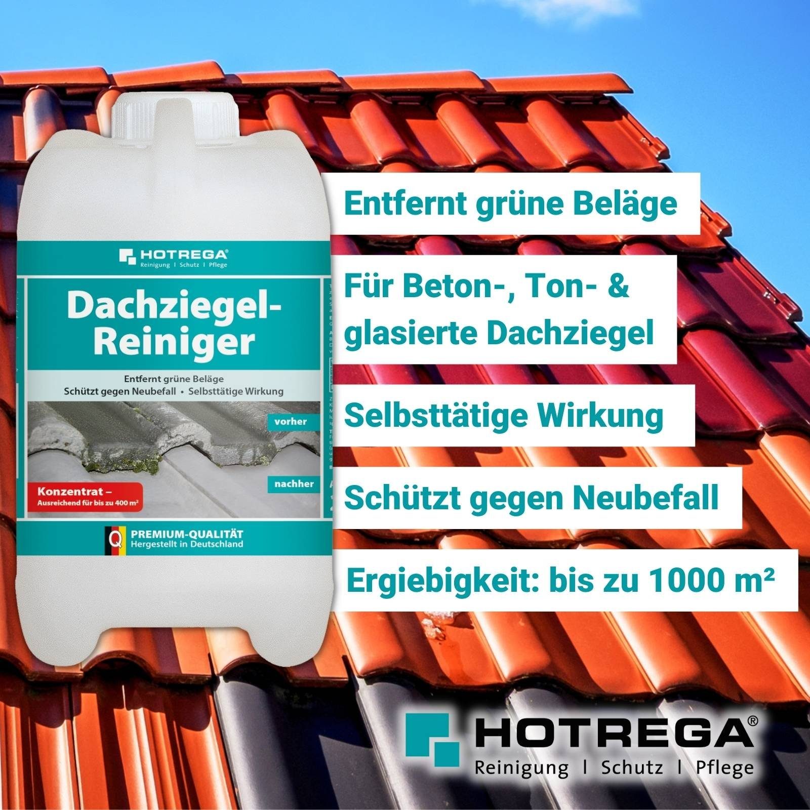 2 Reiniger Konzentrat Dachziegel Liter HOTREGA® Reinigungskonzentrat