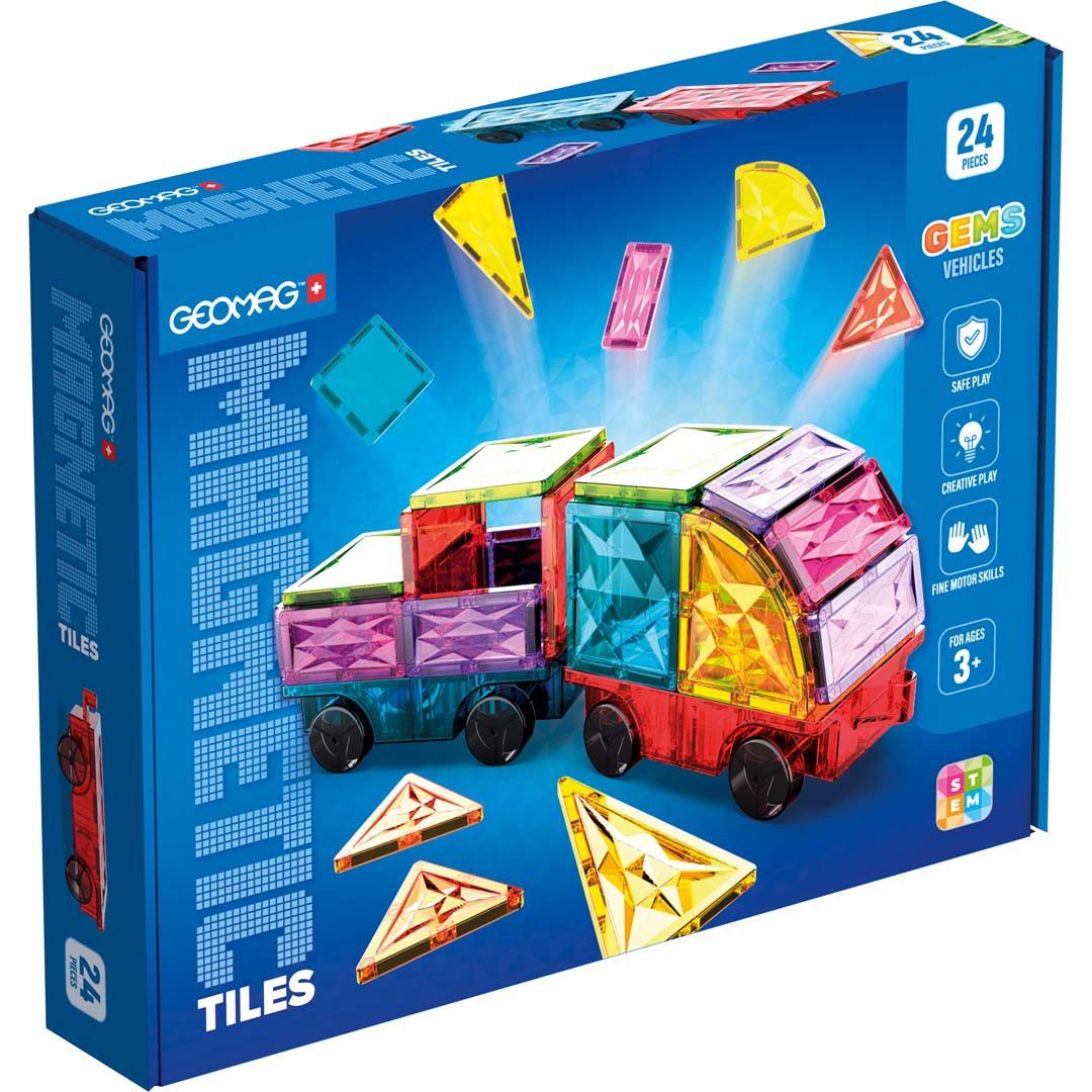 Geomag™ Magnetic Tiles Gems Vehicles (4211) Magnetspielbausteine, (24 St)