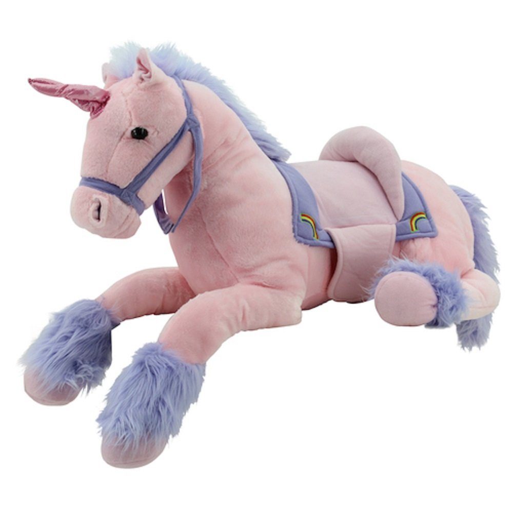 Sweety-Toys Kuscheltier Sweety Toys 6403 Rainbow Einhorn XXL Rieseneinhorn liegend mit Sattel- ROSA 110 cm