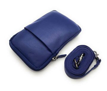 JOCKEY CLUB Umhängetasche kleine echt Leder Smartphonetasche Crossbag blau
