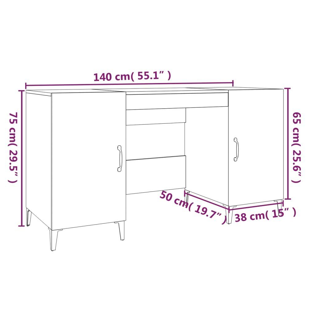 furnicato Schreibtisch Weiß 140x50x75 Holzwerkstoff cm