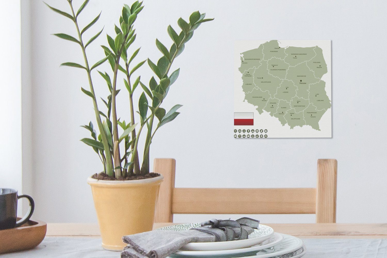 OneMillionCanvasses® Leinwandbild detaillierten für Illustration Schlafzimmer (1 Bilder St), Wohnzimmer Karte von Leinwand Polen, einer