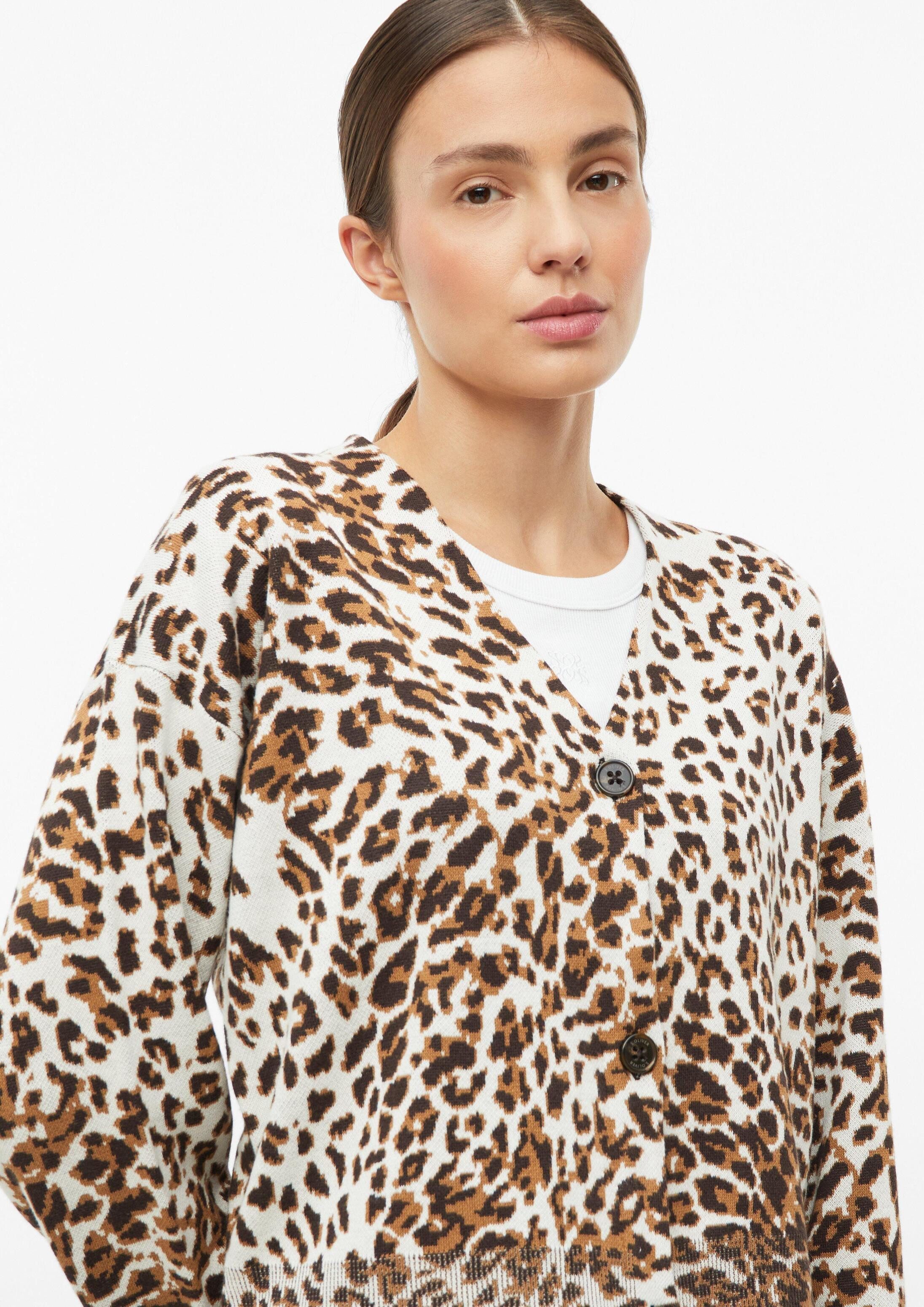 s.Oliver Cardigan Strickjacke Cardigan mit Leo-Jacquardmuster – Bild 4 von 5