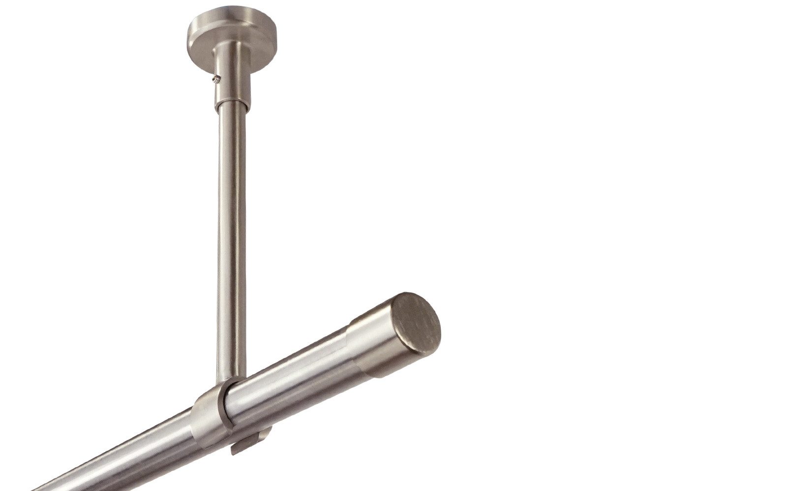iso-design Gardinenstange Deckenmontage 20 mm Vorhangstange, großer Deckenabstand kürzbar, Ø 20 mm, 1-läufig, kürzbar, Deckenmontage, geschraubt, Metall, Deckenabstand 18 cm (Mitte Rohr), mit Metallsäge kürzbar bis auf 5 cm