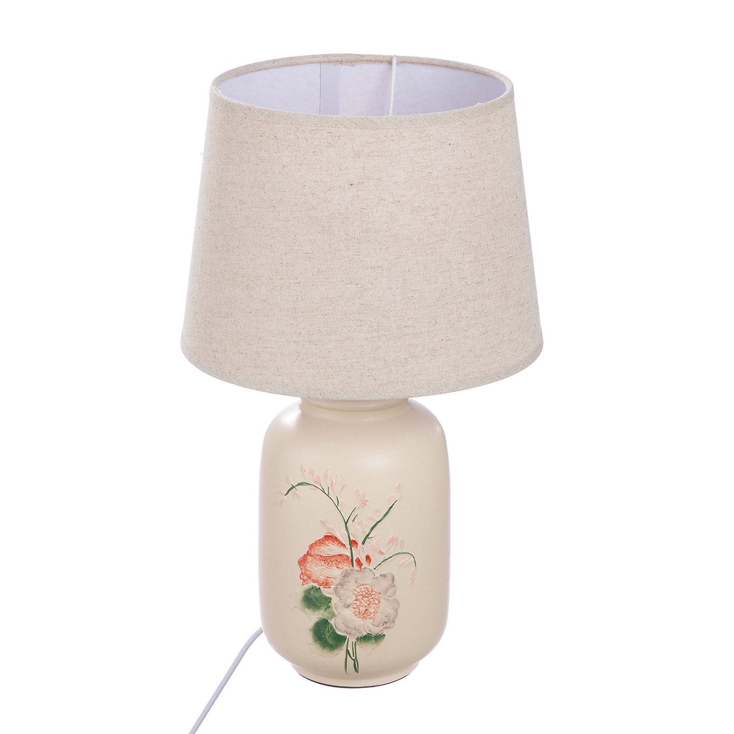 GILDE Tischleuchte FIORITO Tischleuchte - beige - Keramik - Höhe 43cm x Ø 24cm - Lampe, Tischlampe - Schreibtischlampe - Nachttischlampe