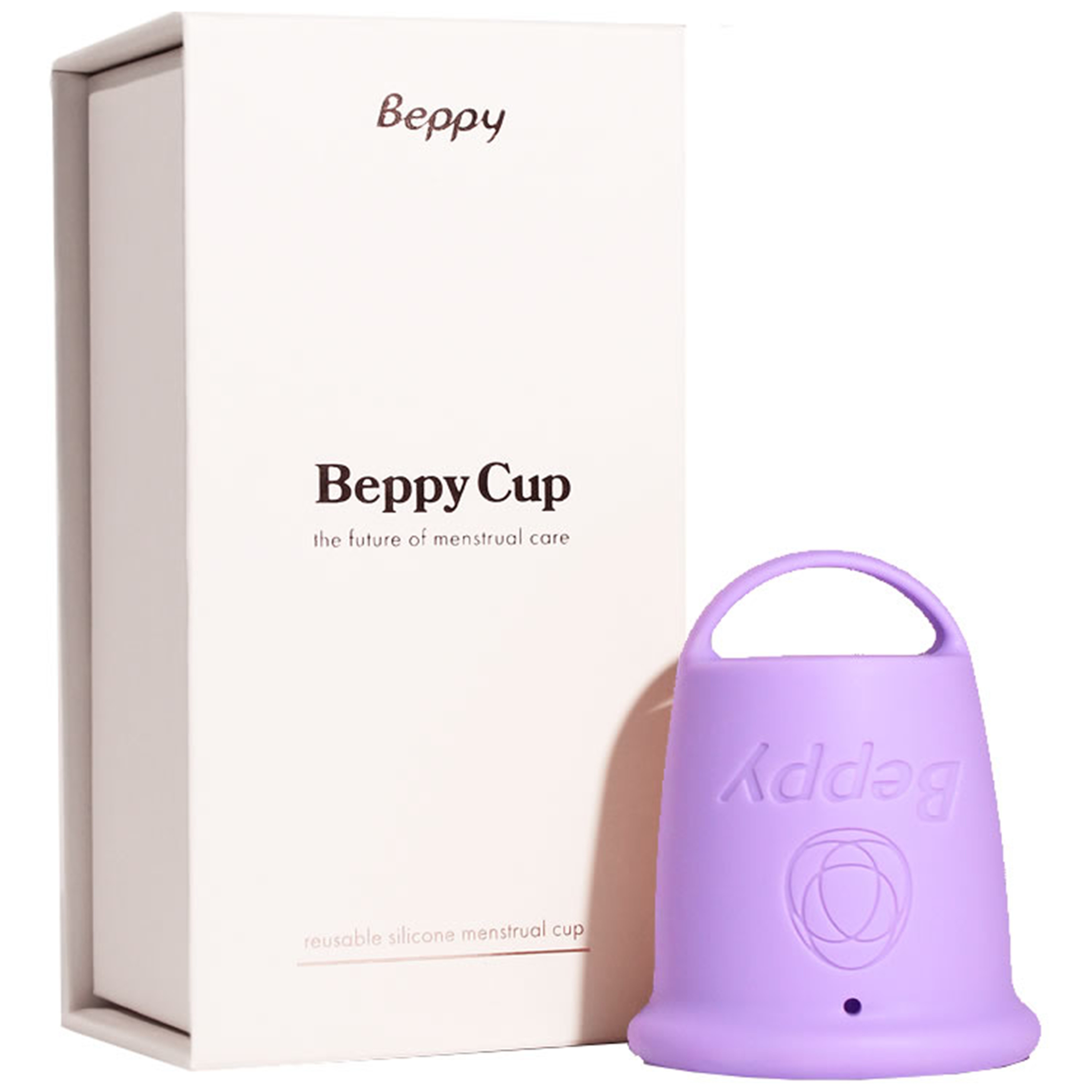 Beppy Menstruationstasse Cup, 1-St., Lila, Box mit einer Menstruationstassen und Aufbewahrungstasche