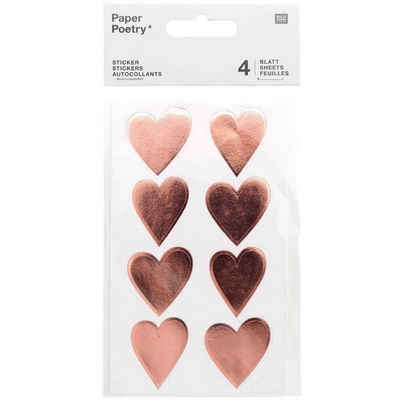 Rico Design Sticker Paper Poetry Sticker Herzen 4 Blatt roségold