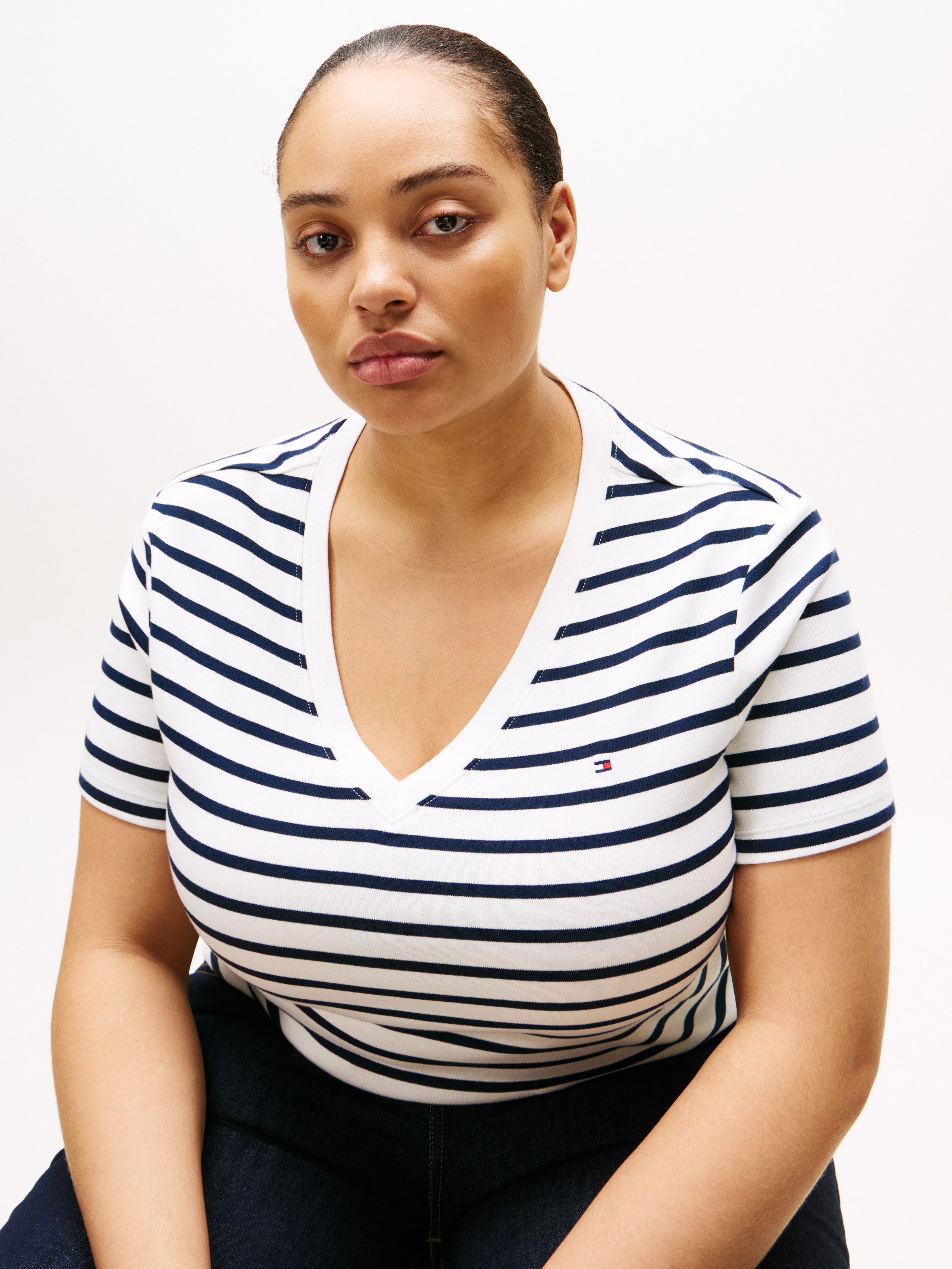 Tommy Hilfiger Curve V-Shirt CRV SLIM CODY V-NK SS in Großen Größen günstig online kaufen