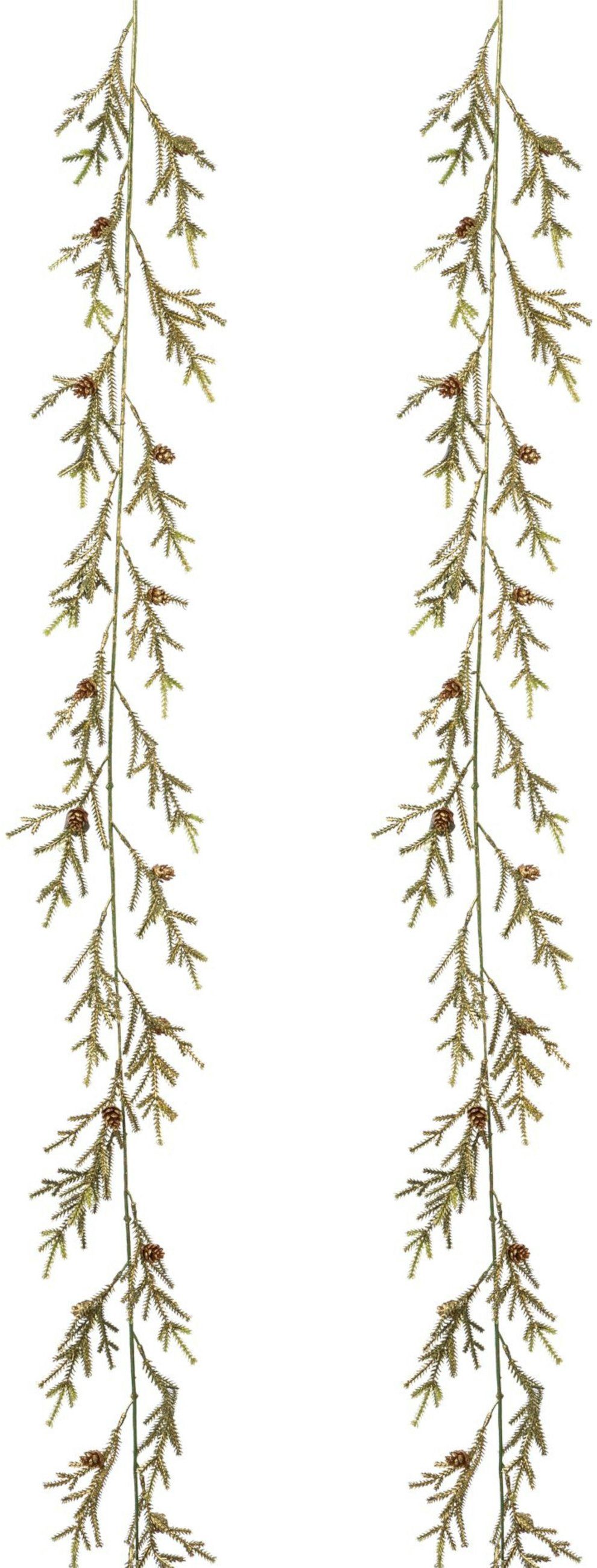 Winterliche Kunstpflanze Weihnachtsdeko, Weihnachtsgirlande Fichte, Creativ green, Girlande mit Zapfen, Länge 170 cm, 2er-Set